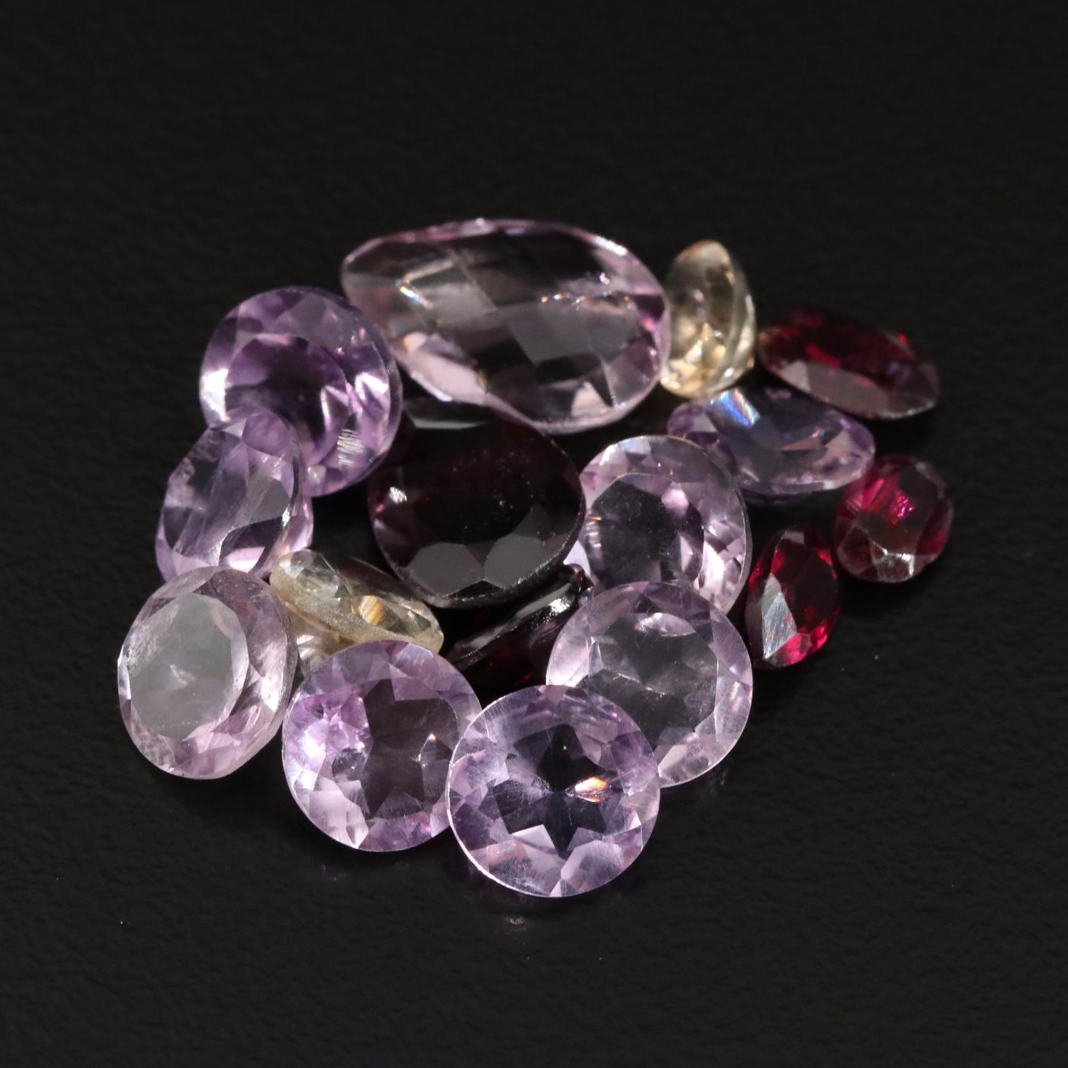 Loose 17.42 CTW Amethyst, Citrine, and Garnet Lot