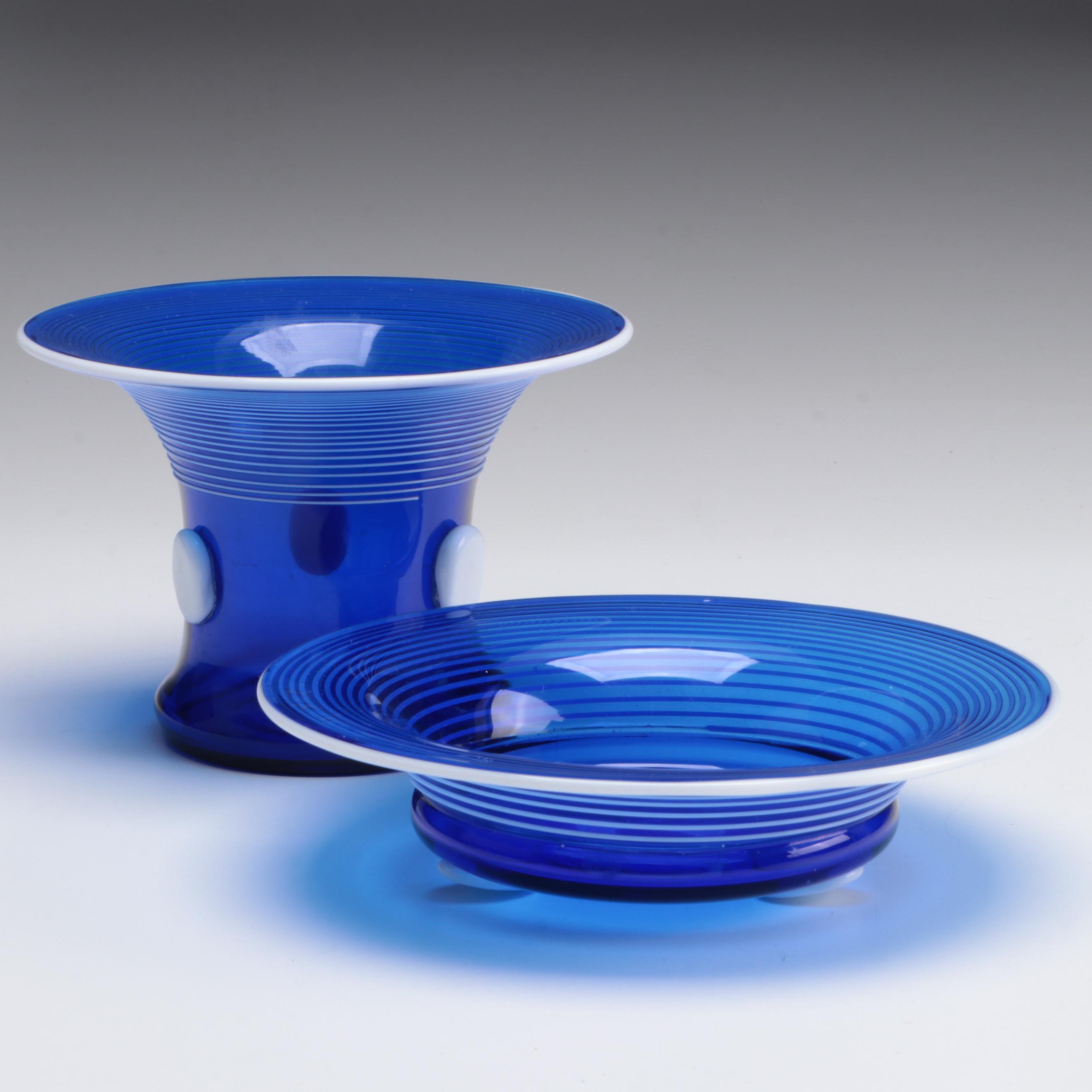 Michael Powolny for Loetz Glass Vase and Bowl, Early 20th Century