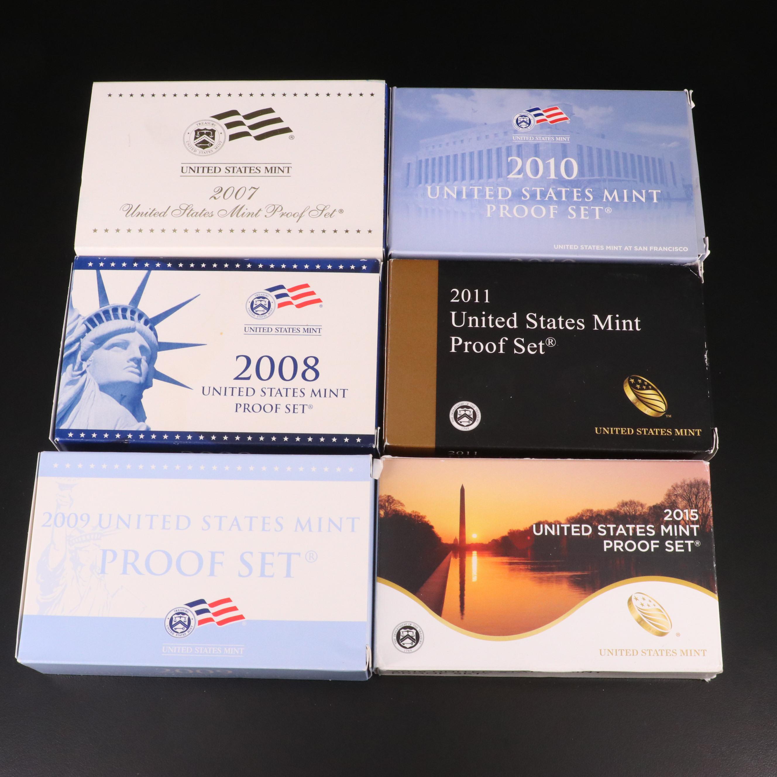 Collection of Six Different United States Proof Sets