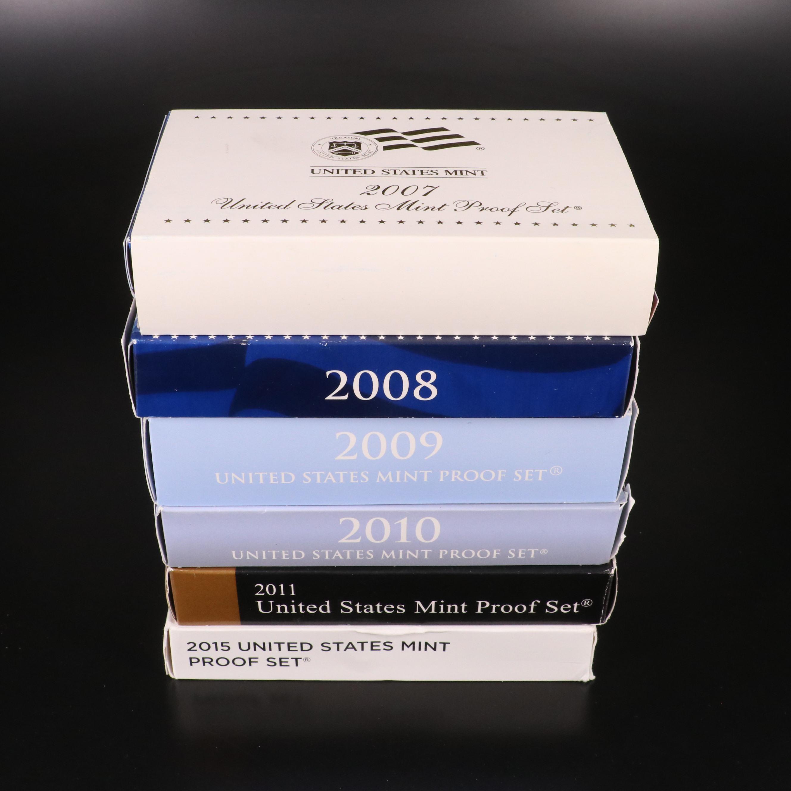 Collection of Six Different United States Proof Sets