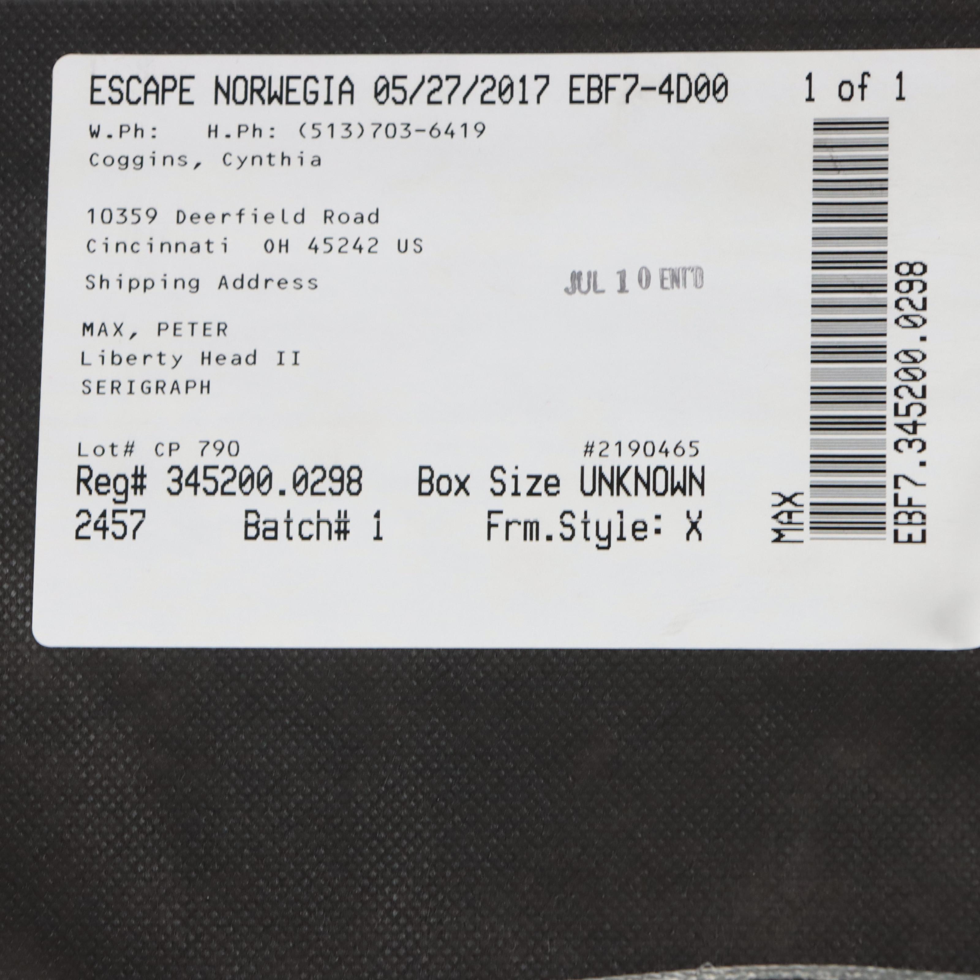 Peter Max Serigraph "Liberty Head II," 2015