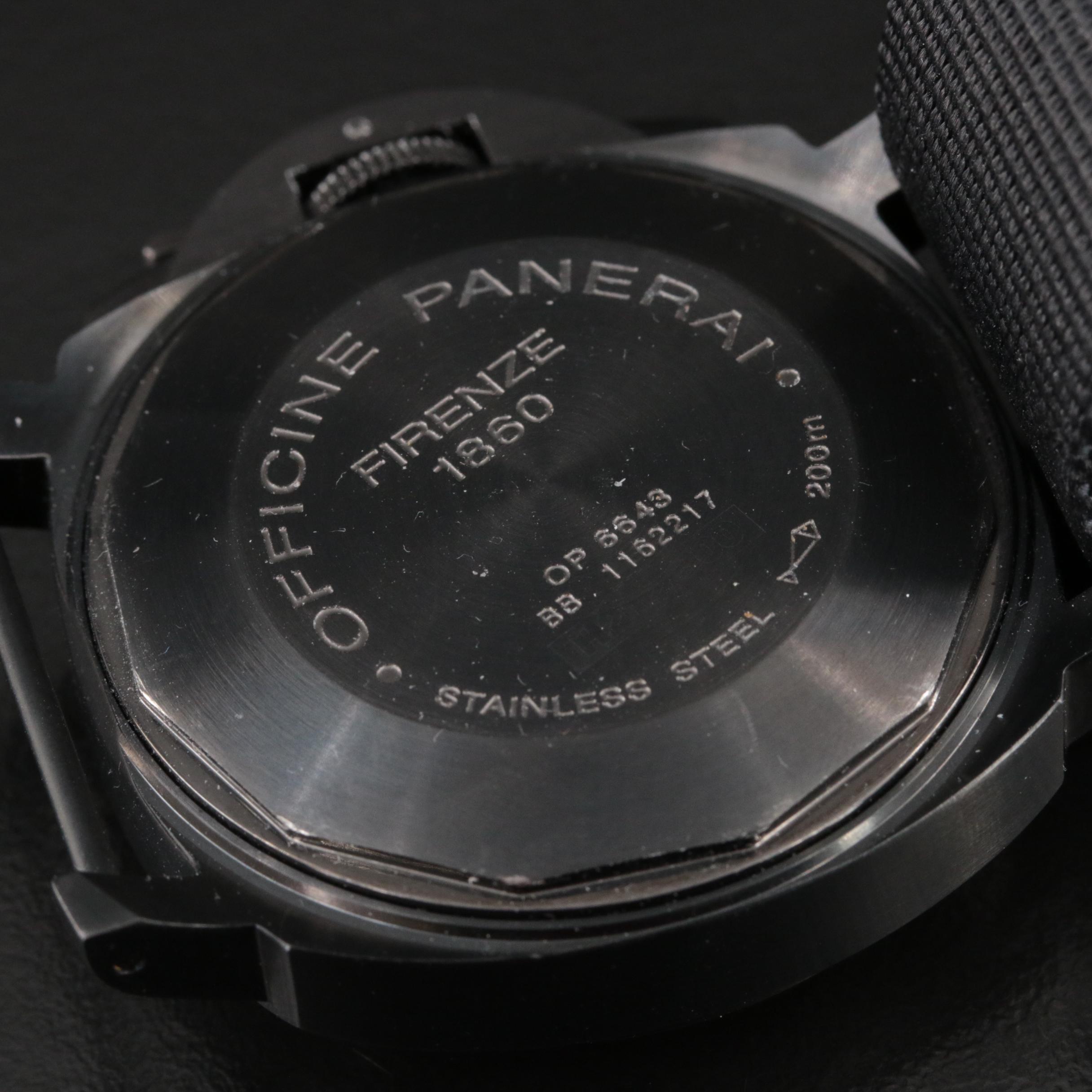 Panerai Luminor Chronograph 40mm PVD Steel Stem Wind Watch
