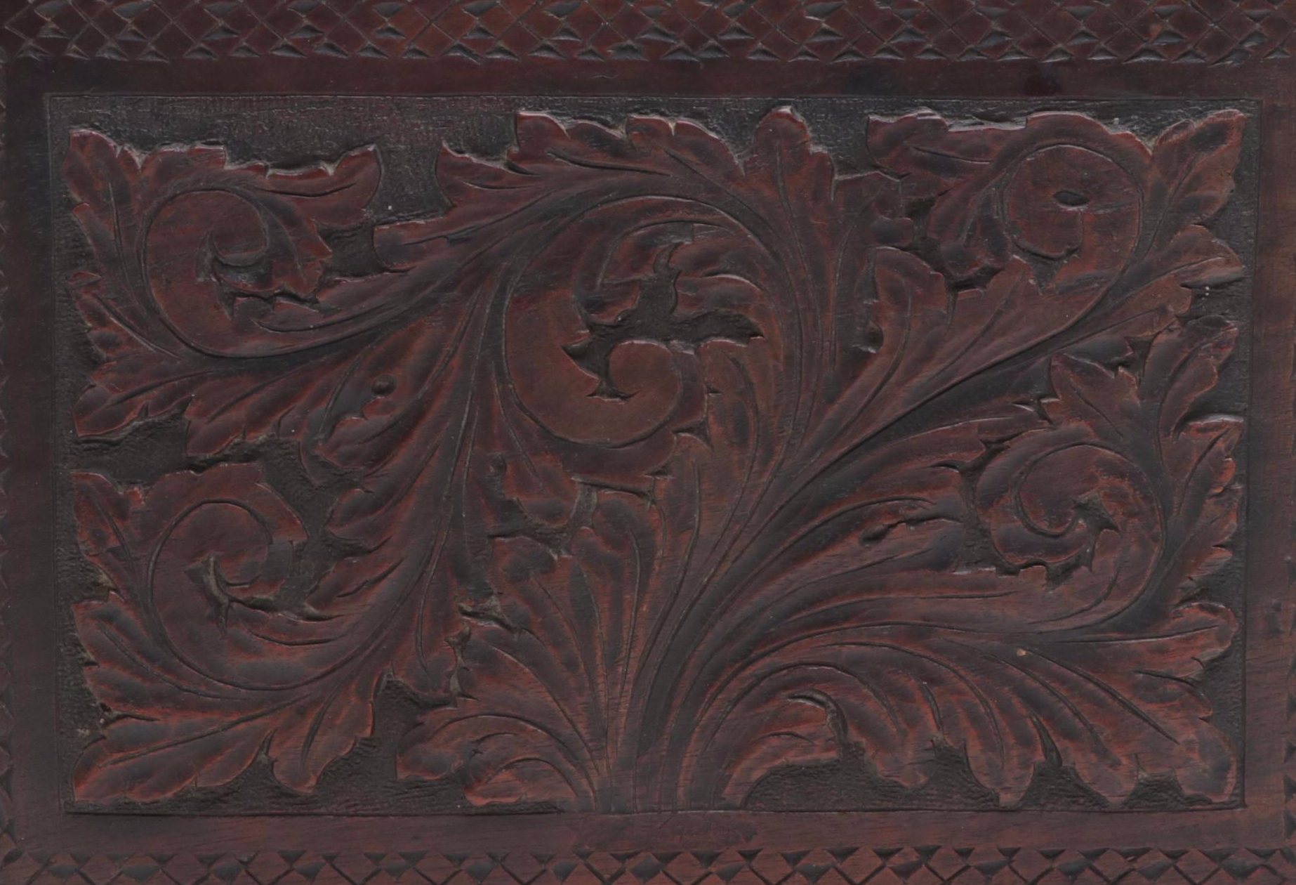 Victorian Art Carved Walnut Box, Late 19th Century