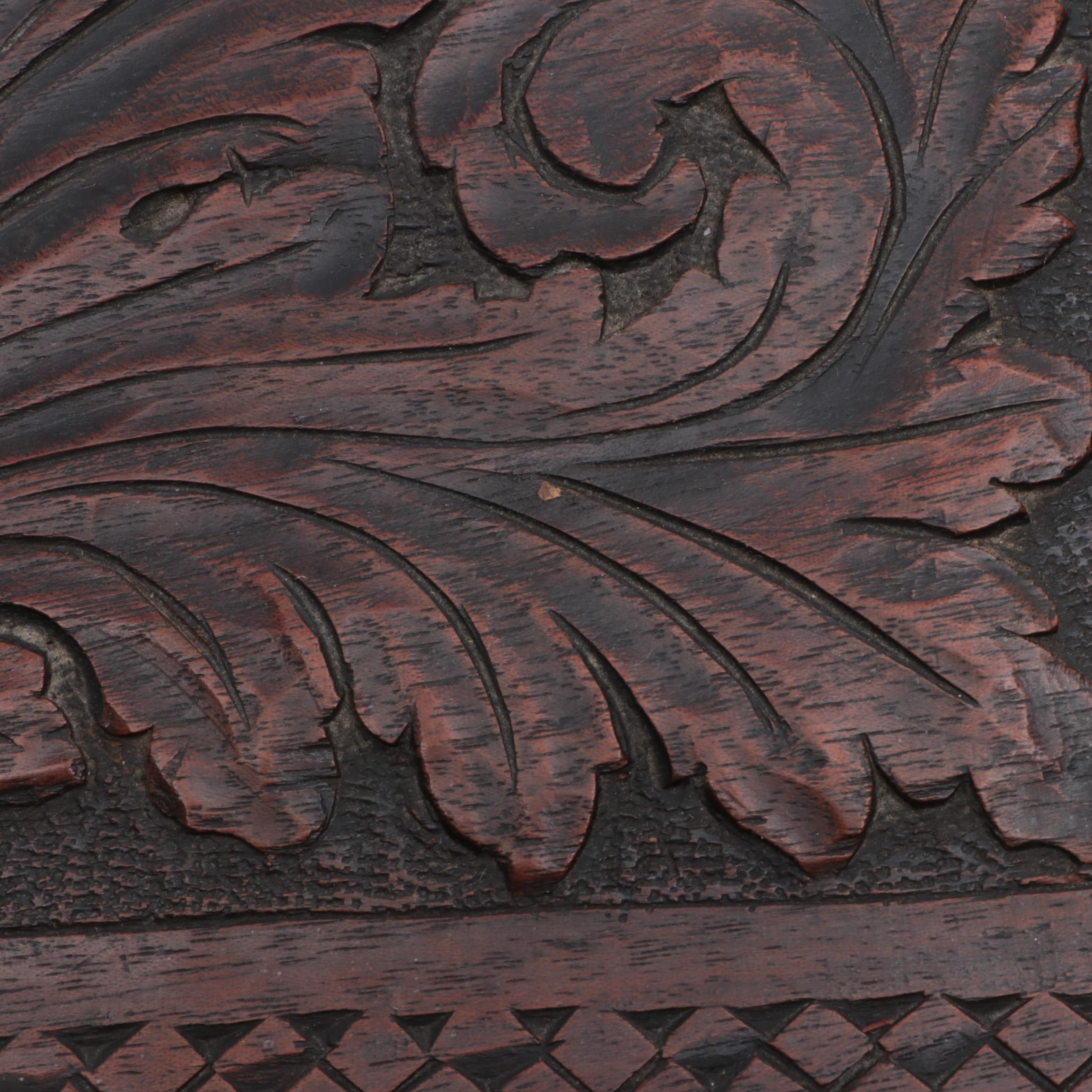 Victorian Art Carved Walnut Box, Late 19th Century
