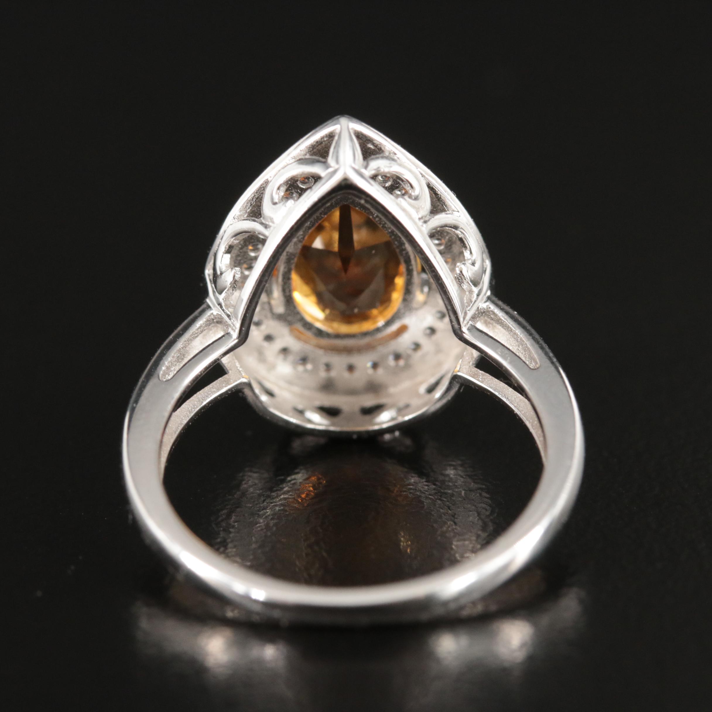 Sterling Citrine and White Sapphire Ring