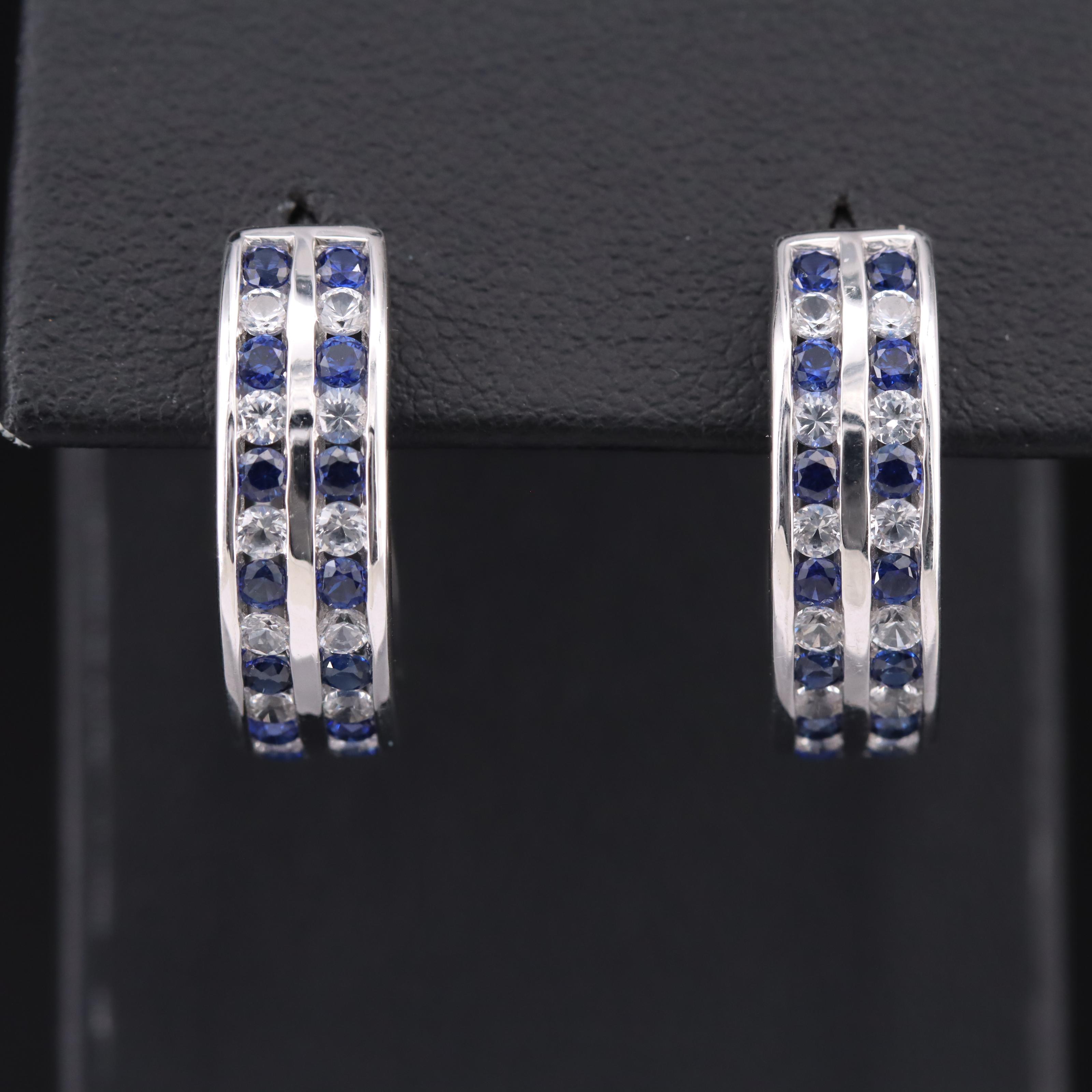Sterling Sapphire Hoop Earrings