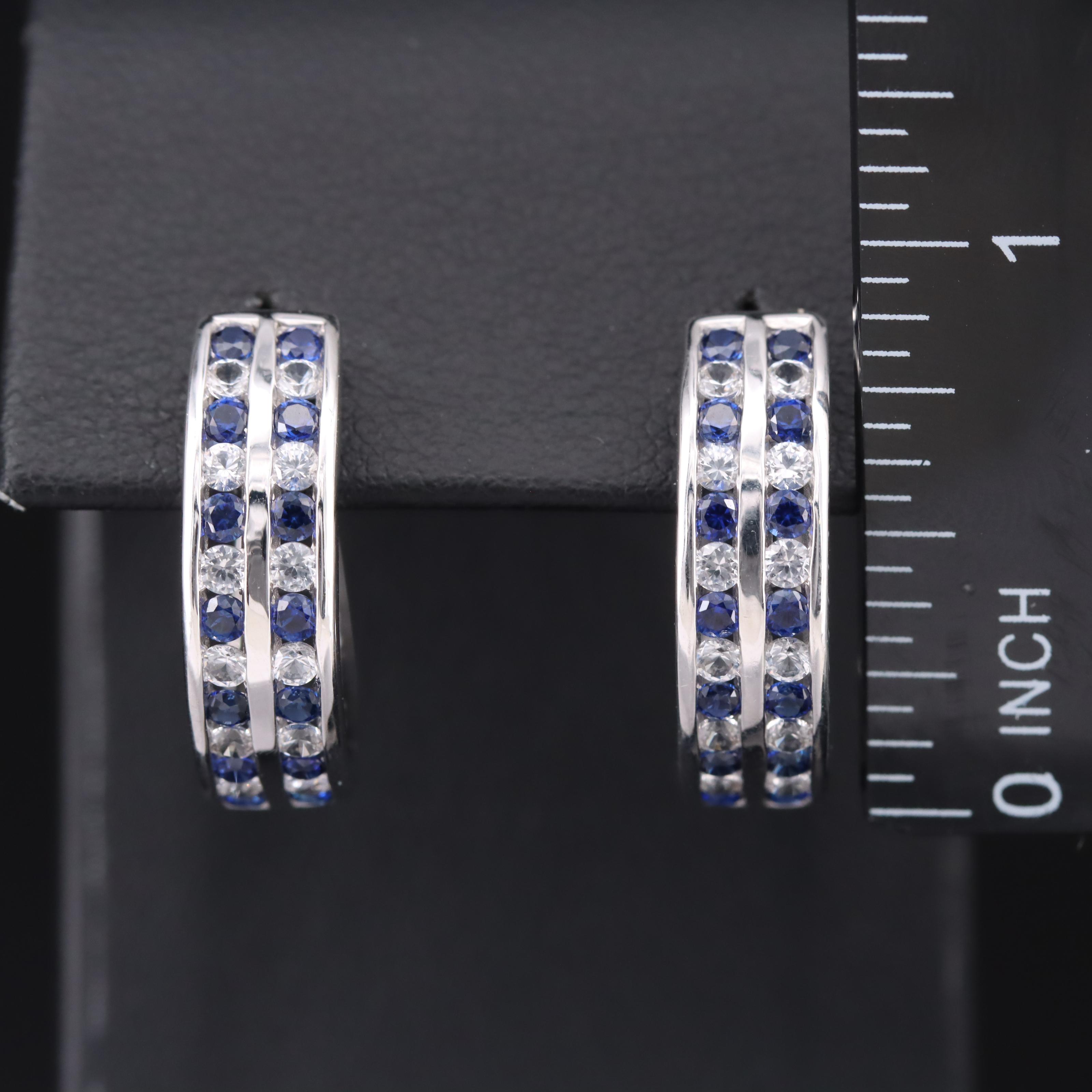Sterling Sapphire Hoop Earrings