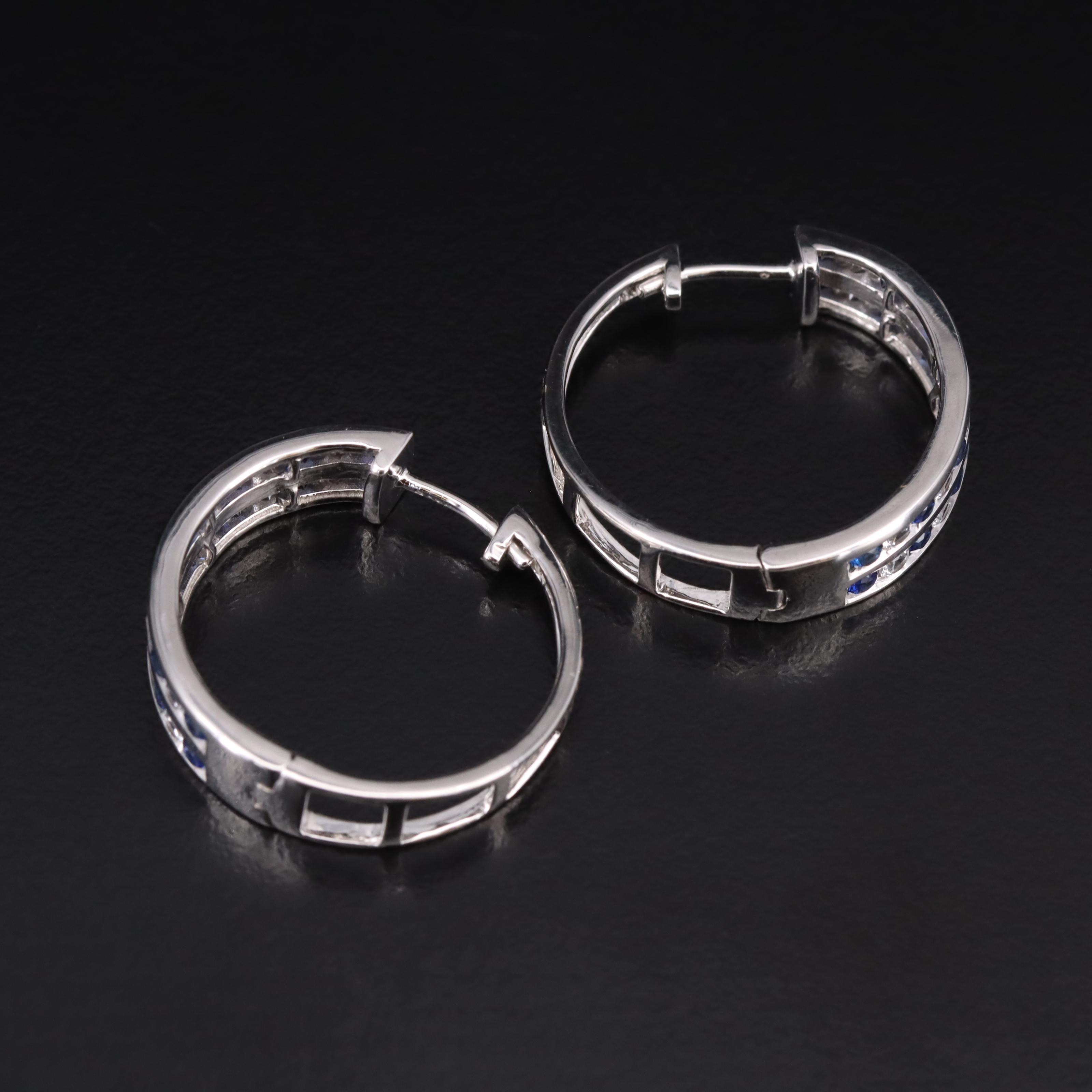 Sterling Sapphire Hoop Earrings