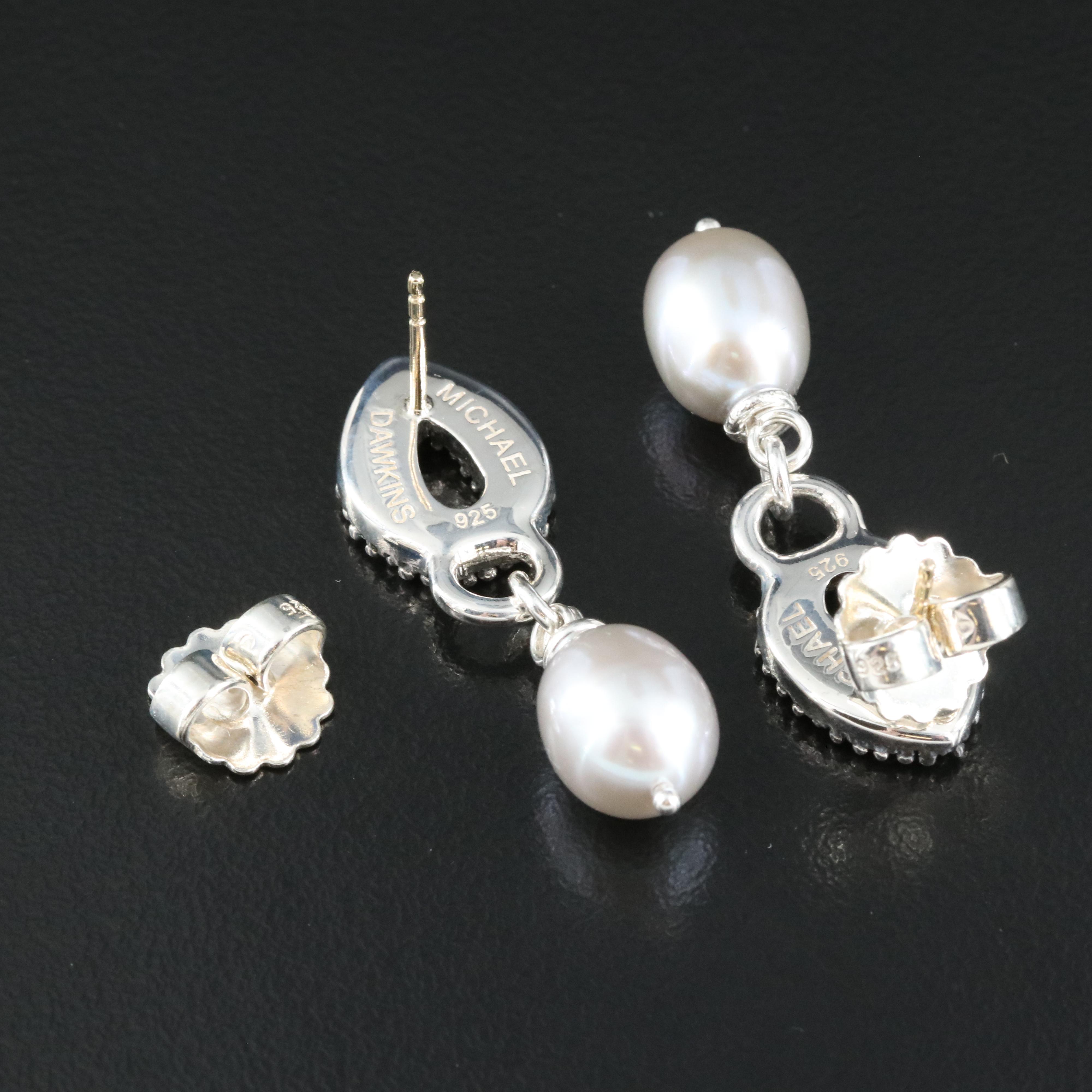 Michael Dawkins Sterling Pearl Earrings with 14K Accents