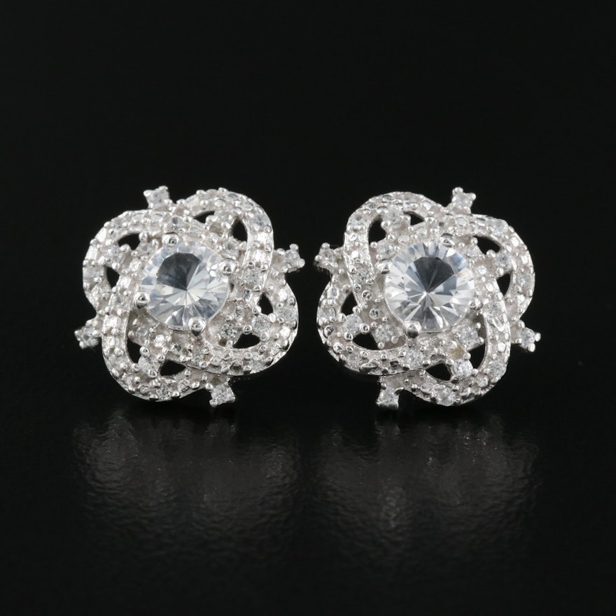 Sterling Petalite and Zircon Earrings