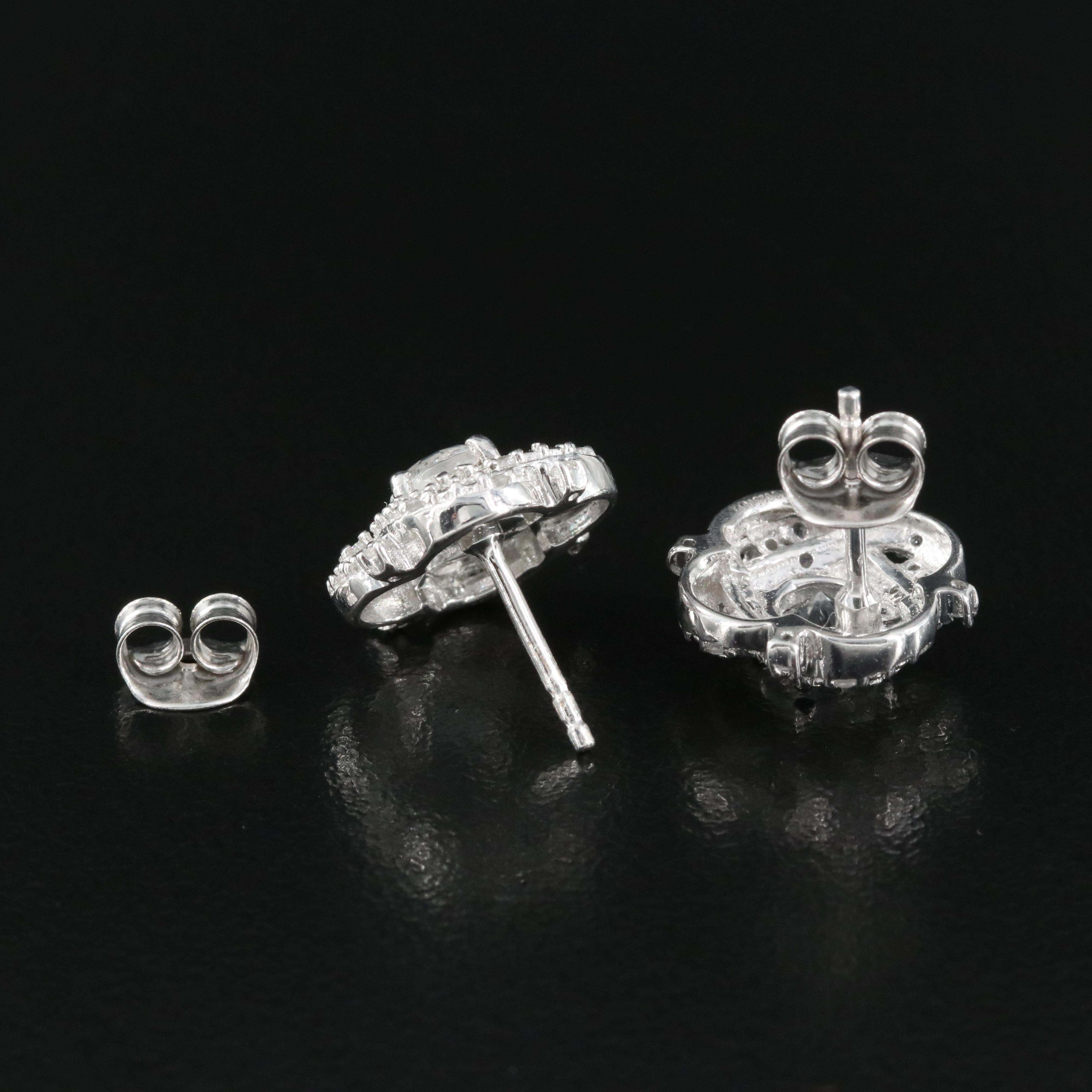 Sterling Petalite and Zircon Earrings