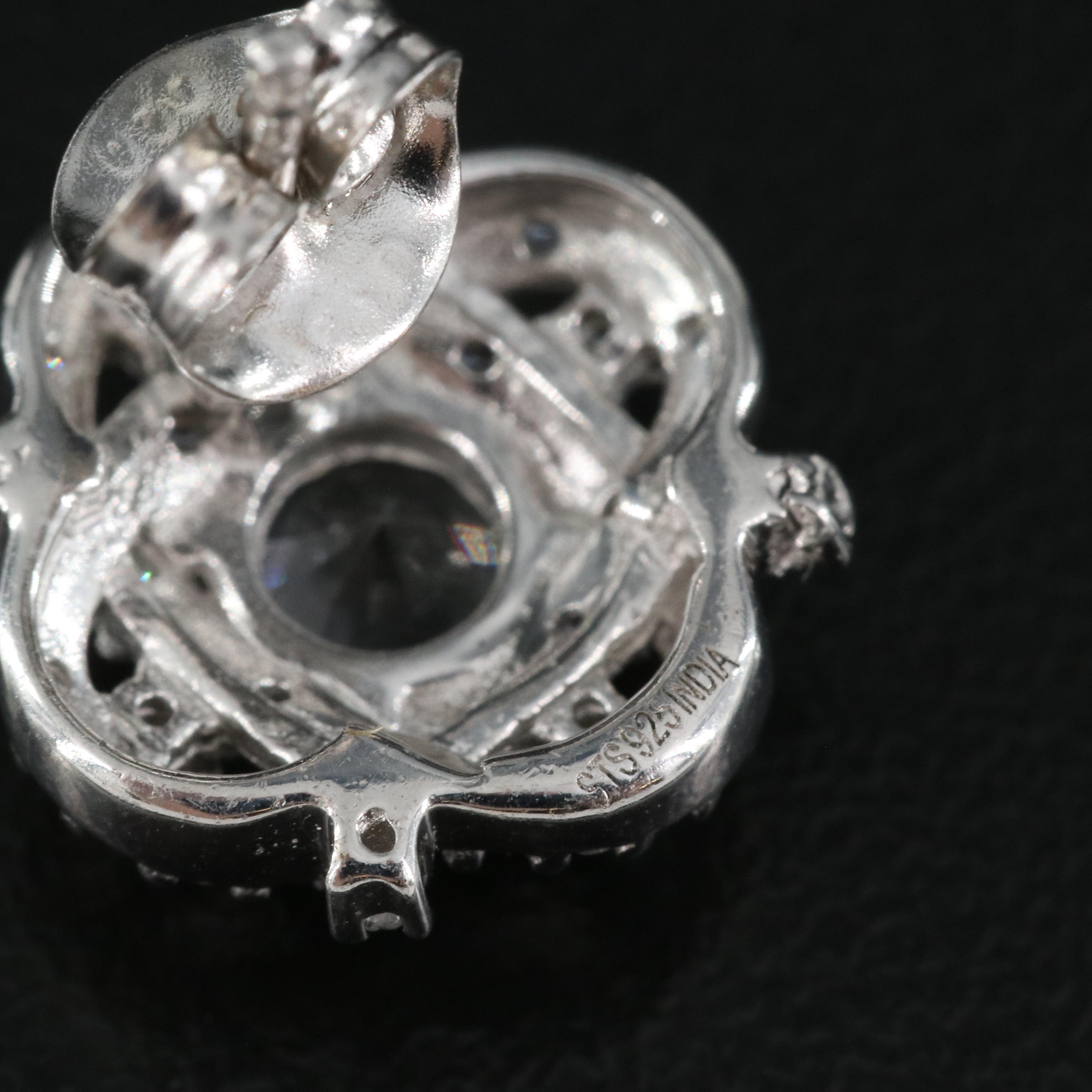 Sterling Petalite and Zircon Earrings