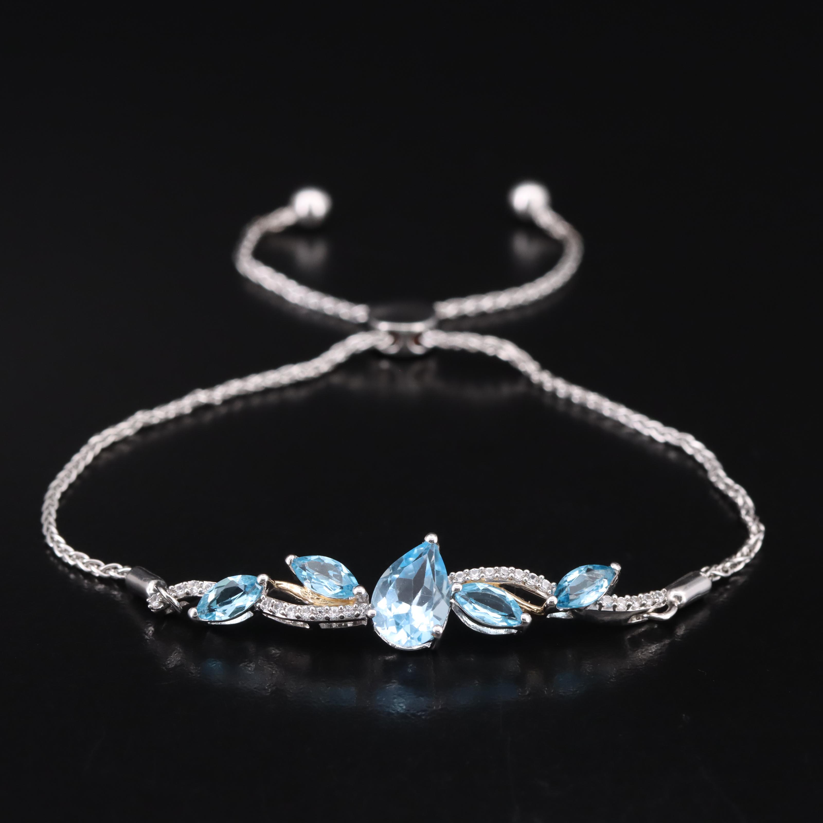 Sterling Swiss Blue Topaz Bolo Bracelet
