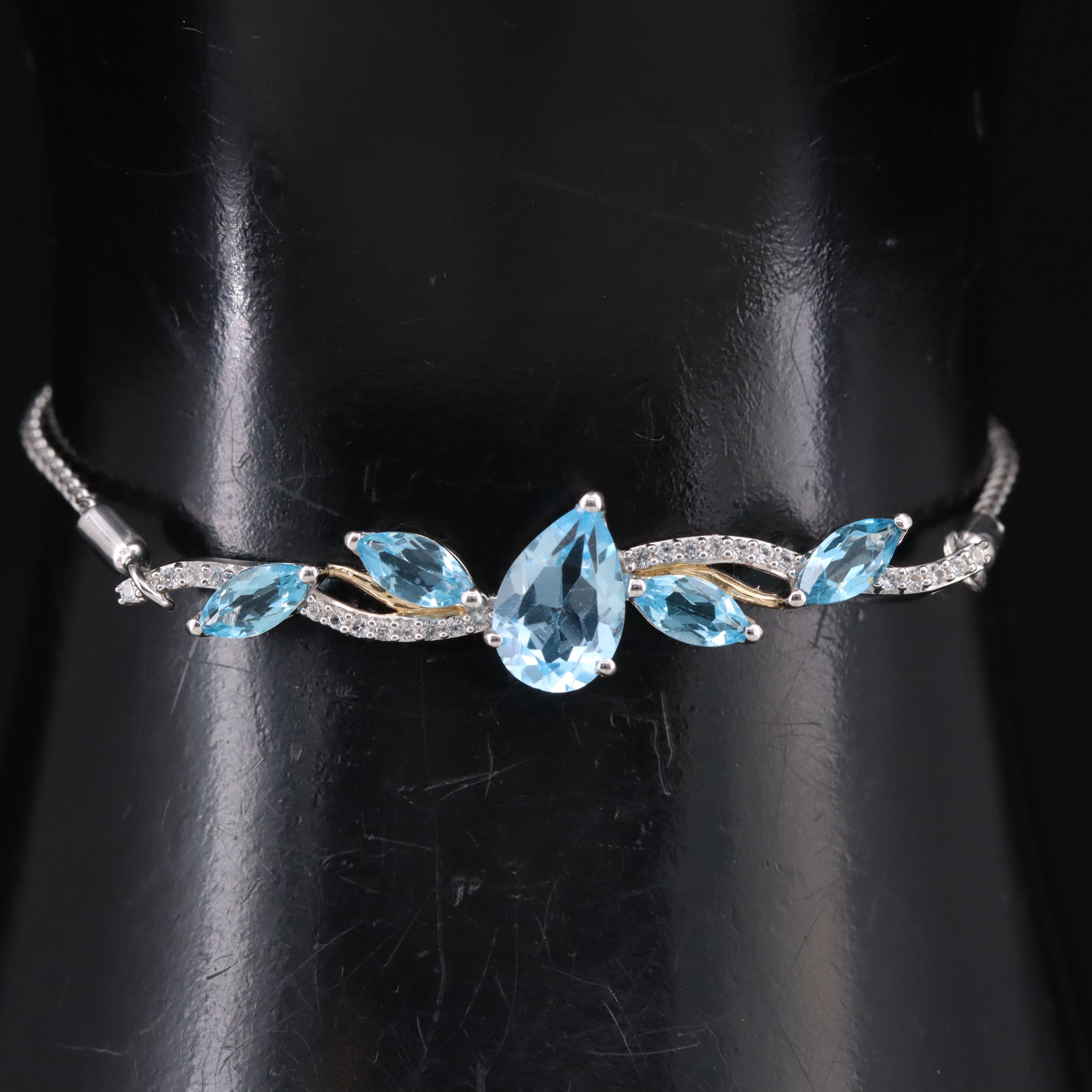 Sterling Swiss Blue Topaz Bolo Bracelet