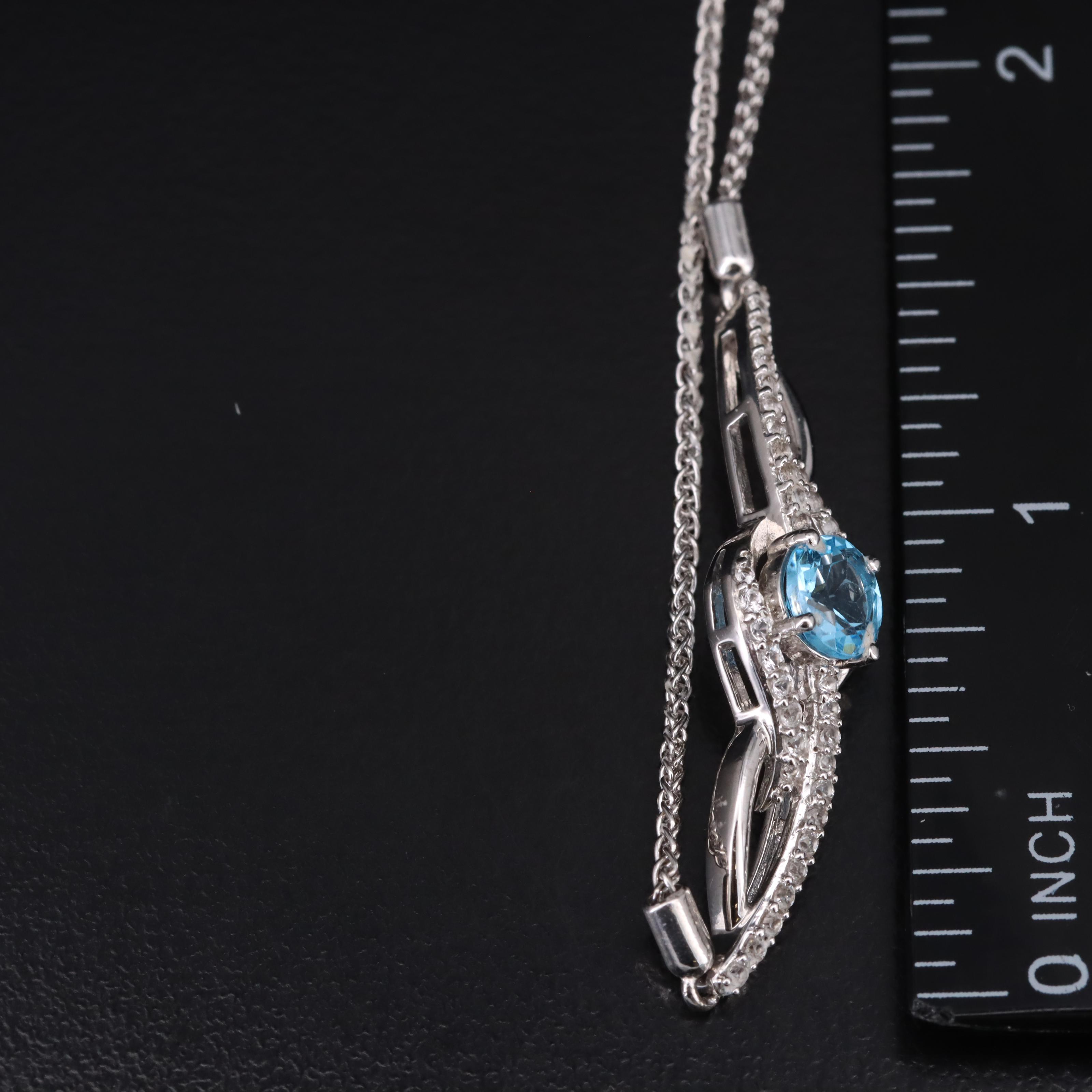 Sterling Swiss Blue Topaz and Sapphire Bolo Bracelet