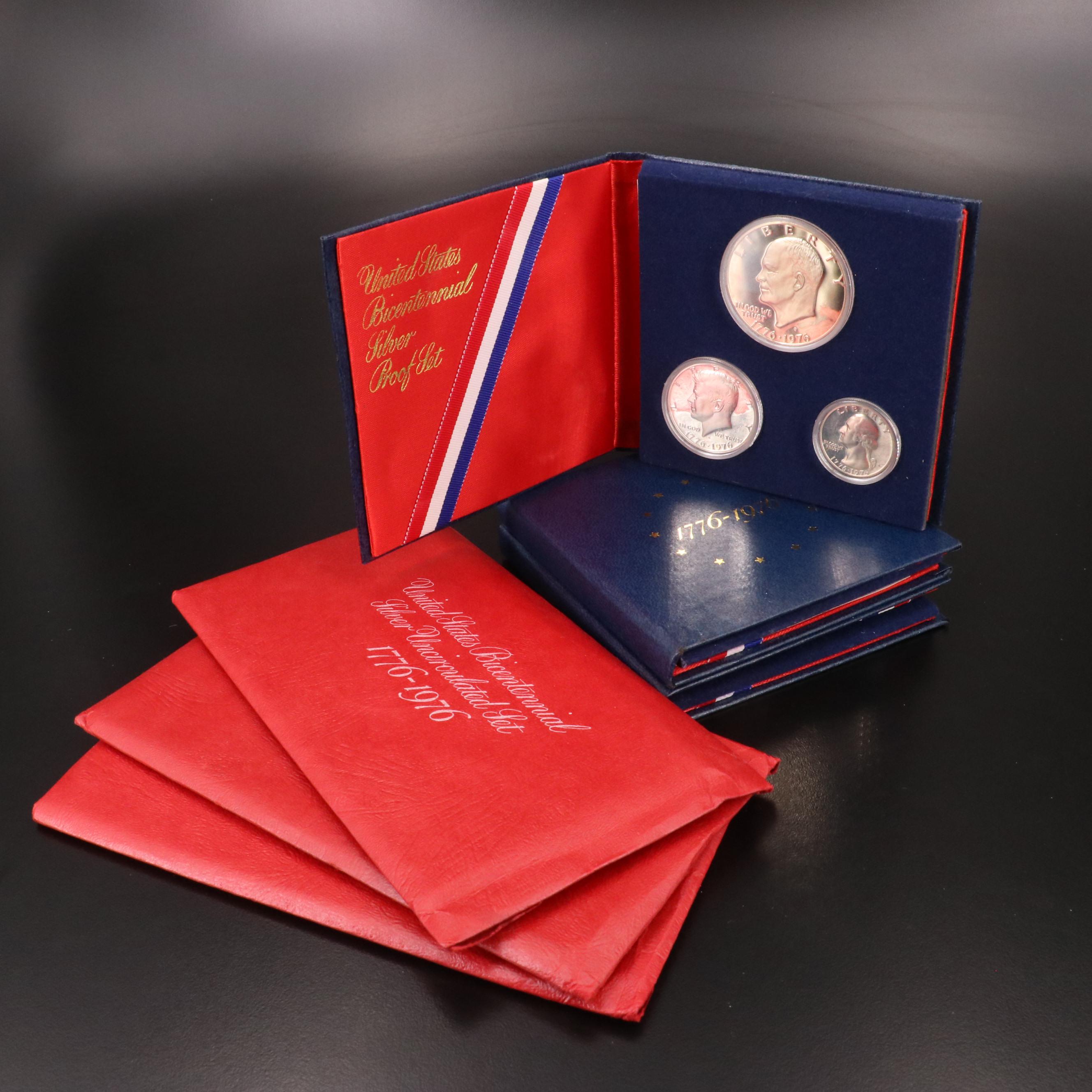Six 1976 Silver Bicentennial Three-Piece Sets