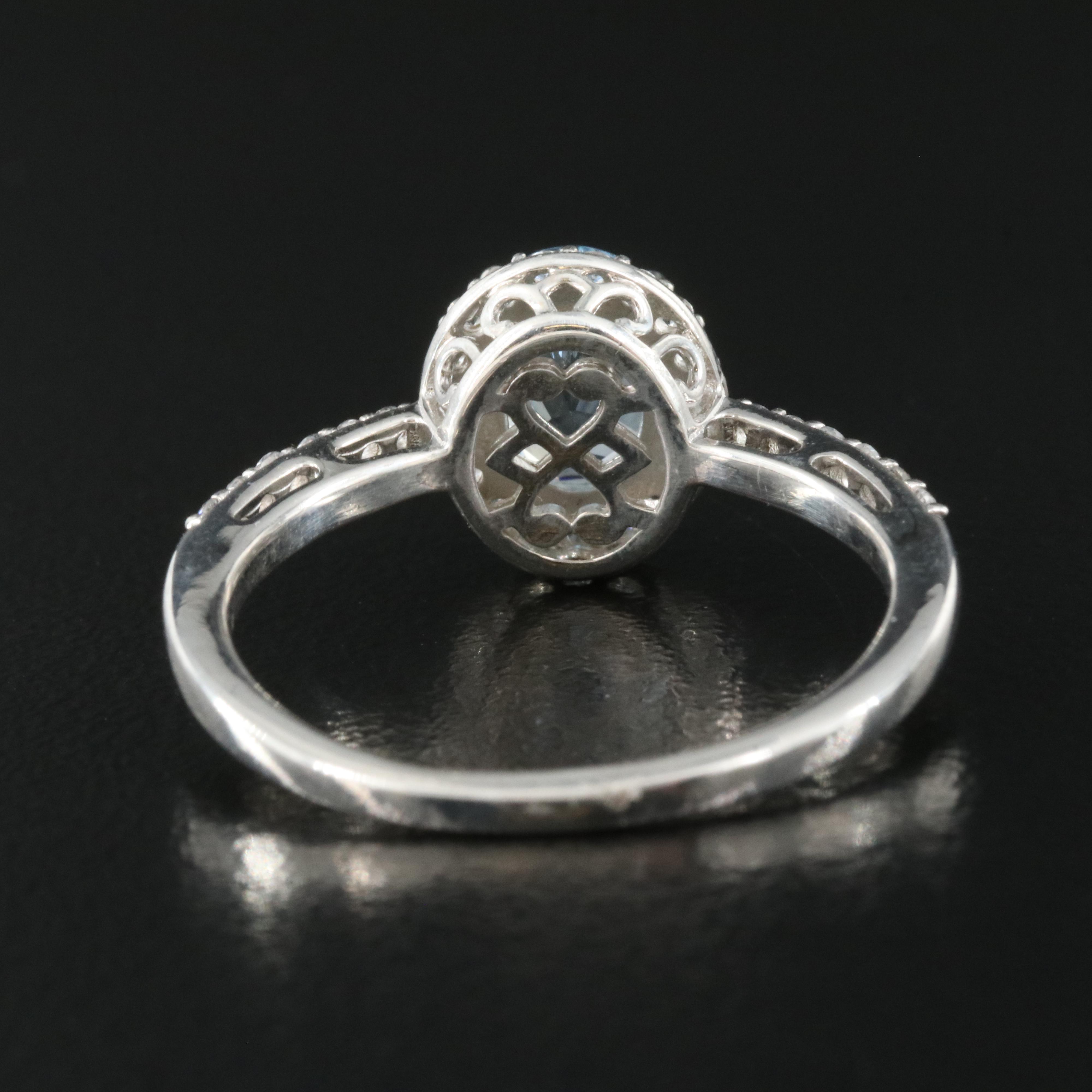 Sterling Aquamarine and White Sapphire Ring