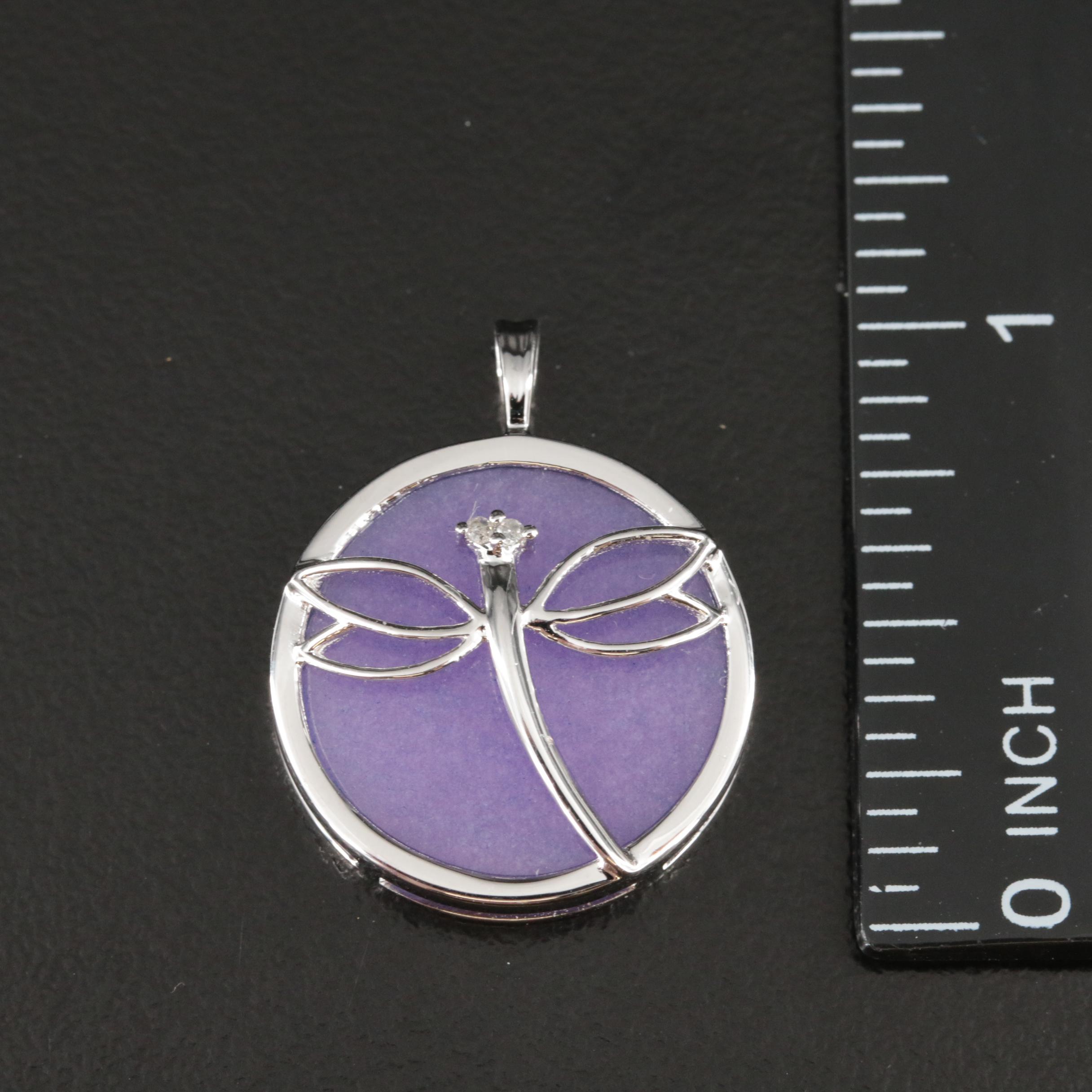 Sterling Quartz and Diamond Dragonfly Pendant