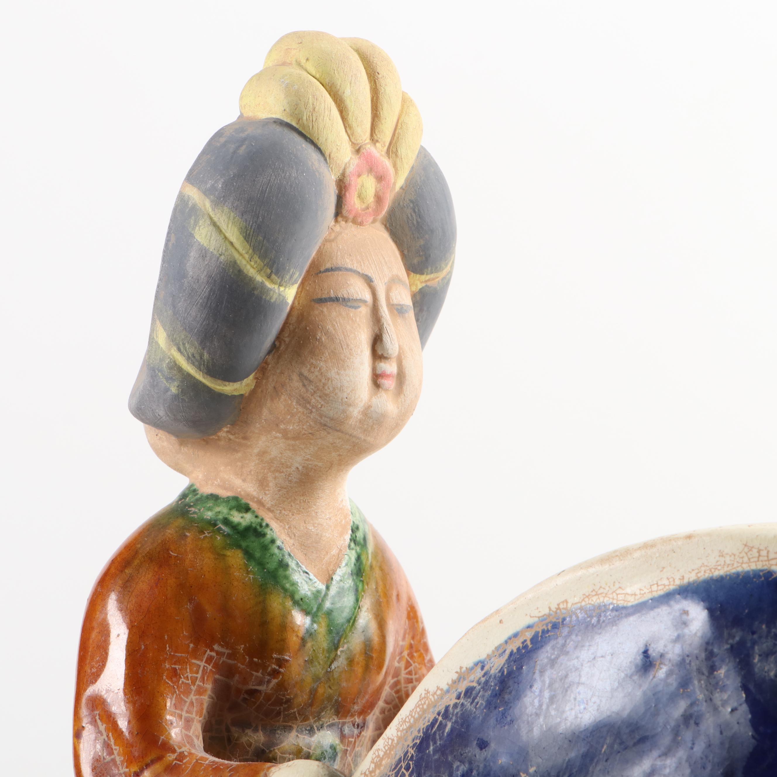 Chinese Tang Style Sancai Glaze Horse and Female Rider Figurine