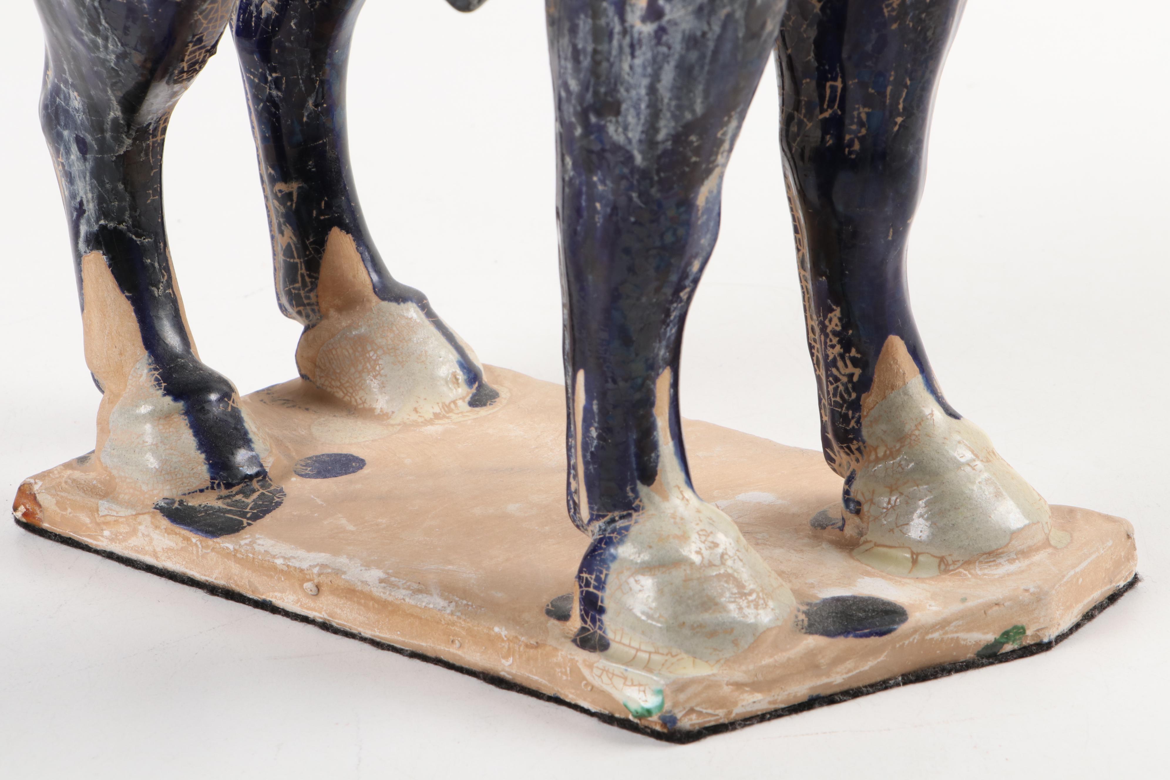 Chinese Tang Style Sancai Glaze Horse and Female Rider Figurine