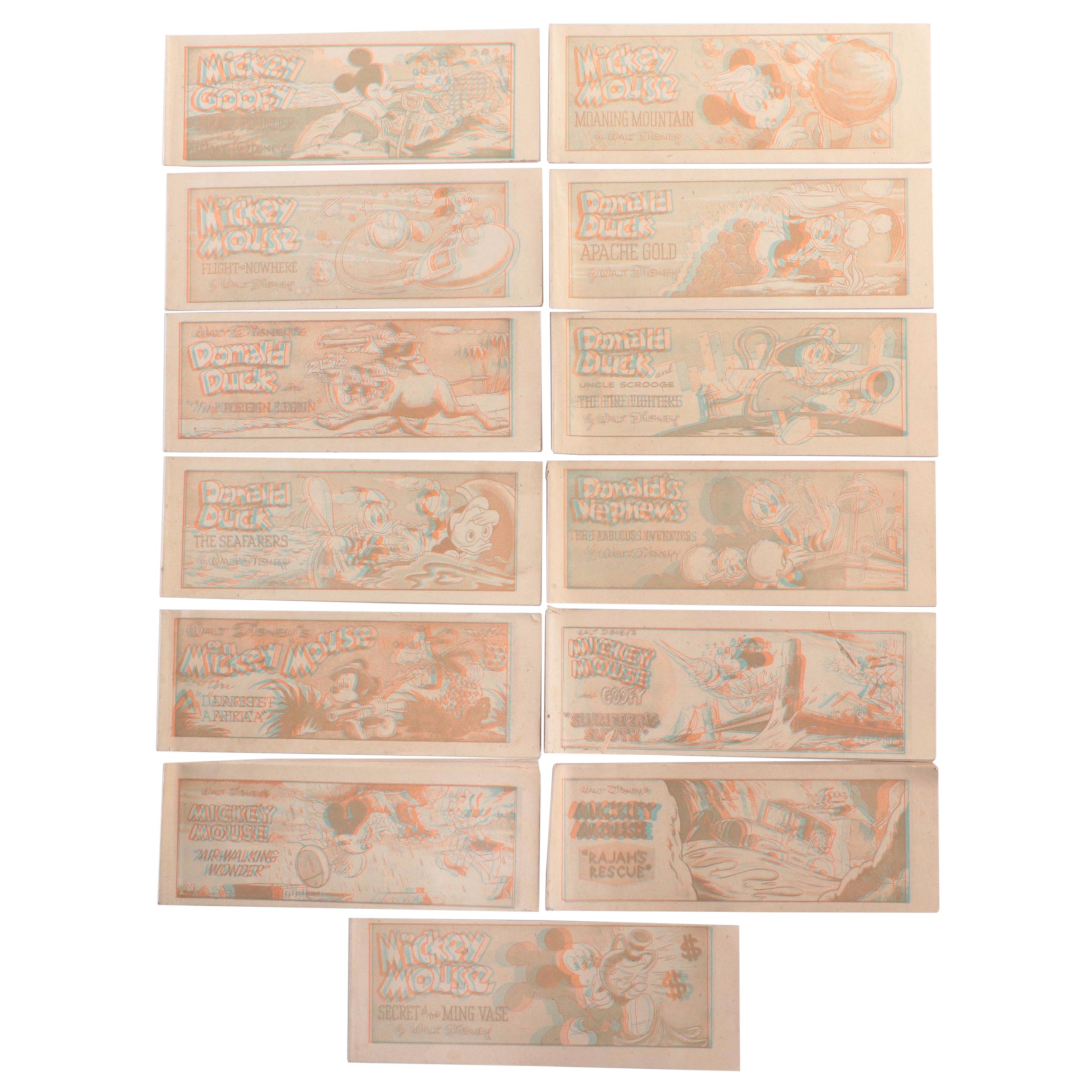 1954 Disney Cheerios 3D Comic Strips with "Mickey Mouse Pirate Plunder" and More