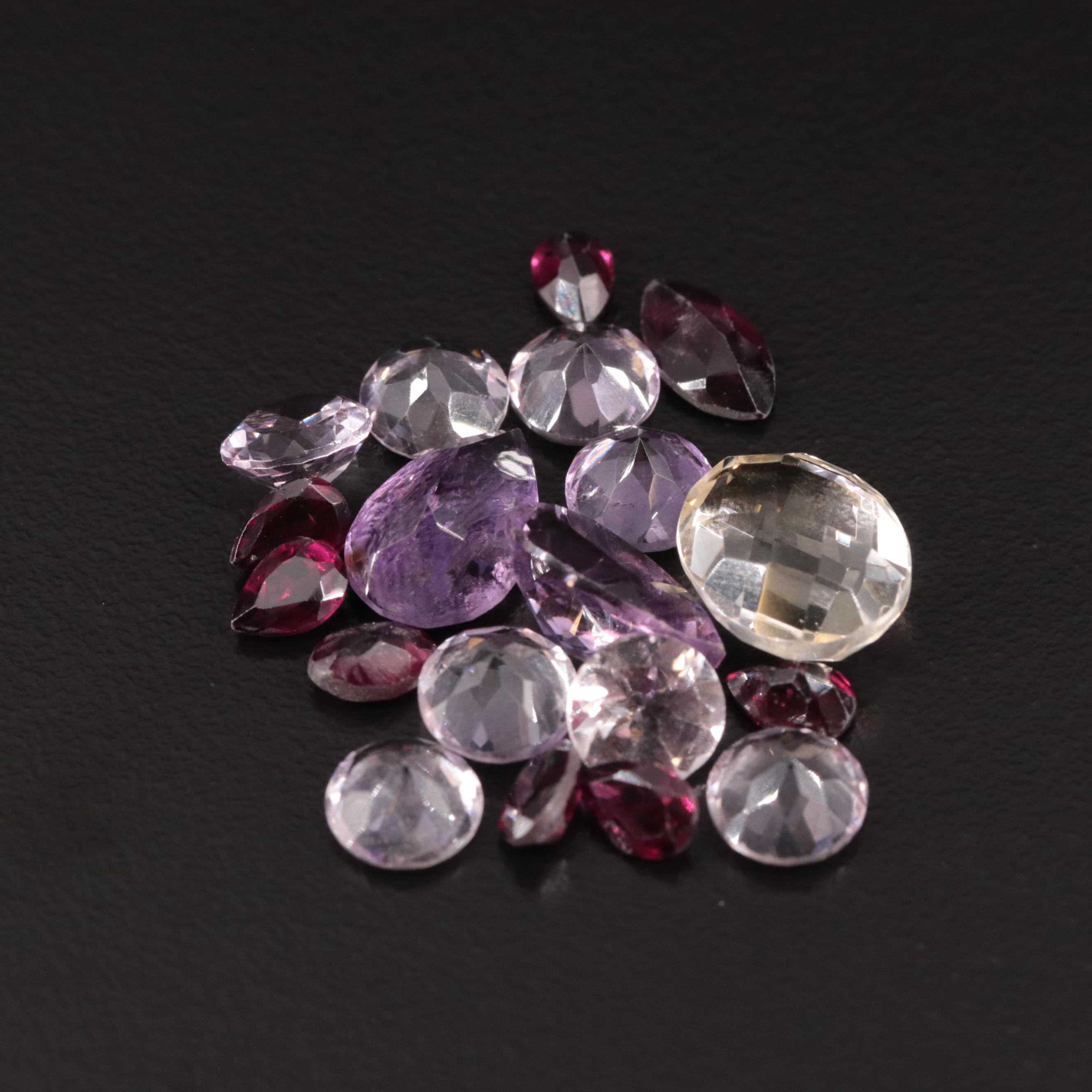 Loose 25.40 CTW Amethyst, Citrine and Garnet Lot