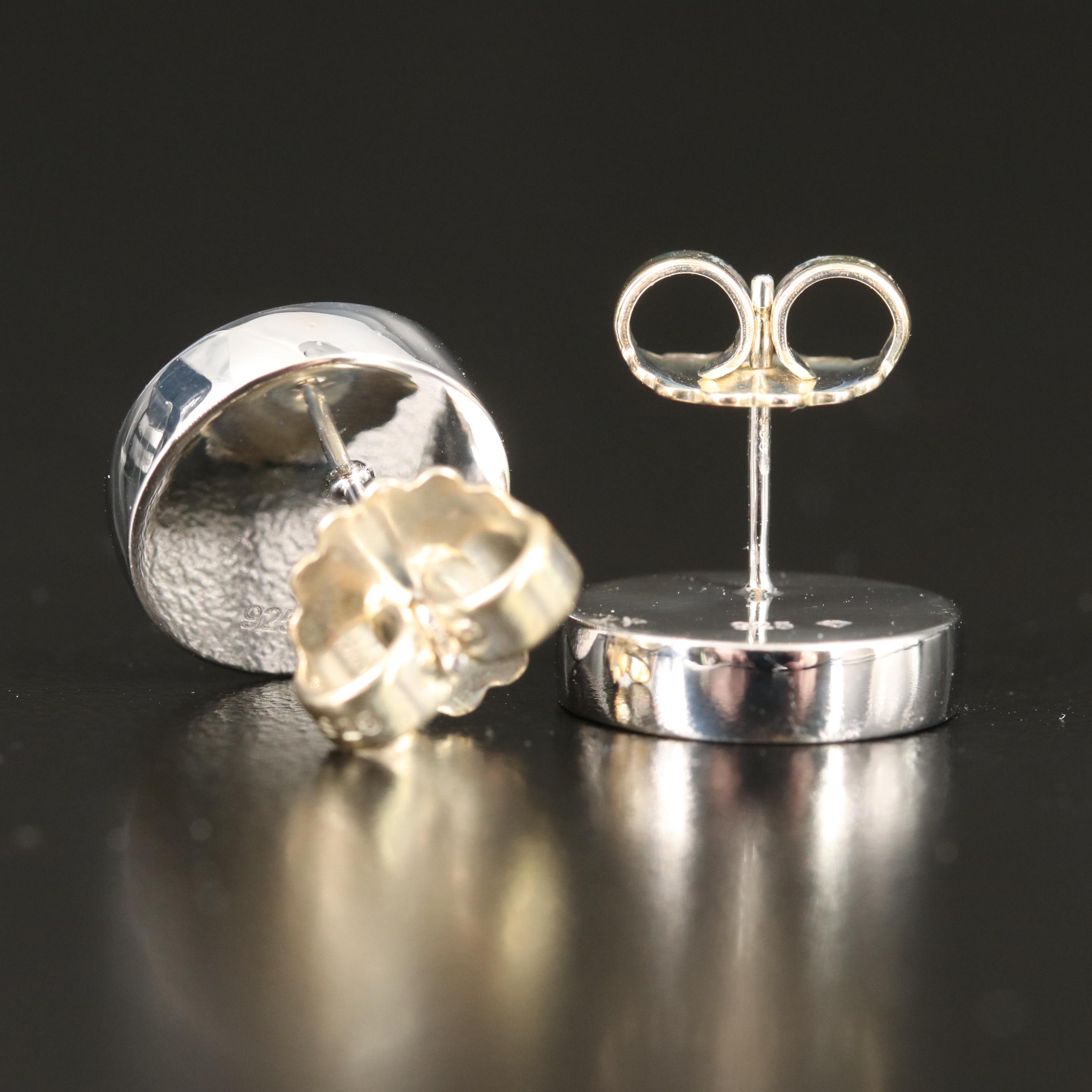 Sterling Quartzite Button Earrings