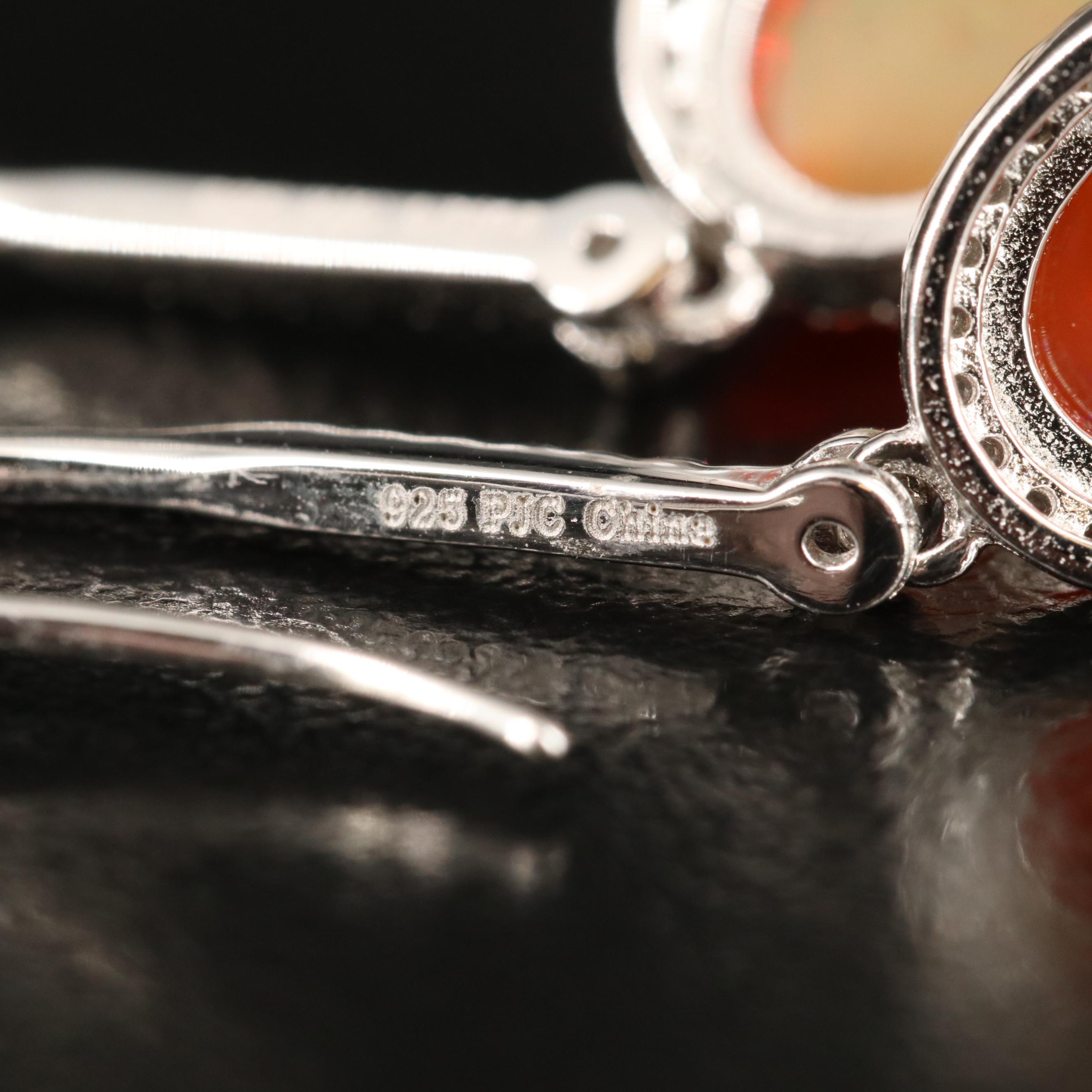 Sterling Opal and White Zircon Earrings