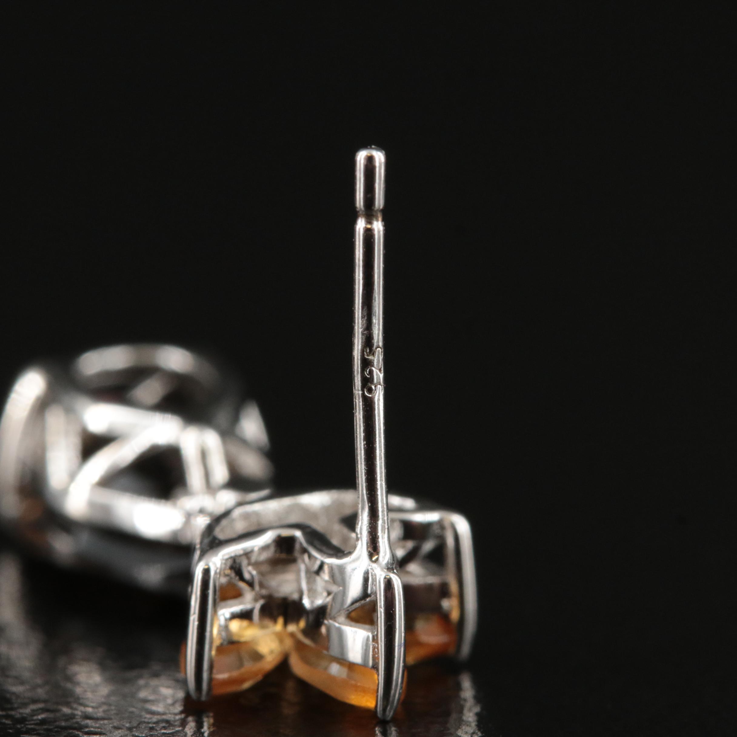 Sterling Smoky Quartz, Citrine and Diamond Earrings
