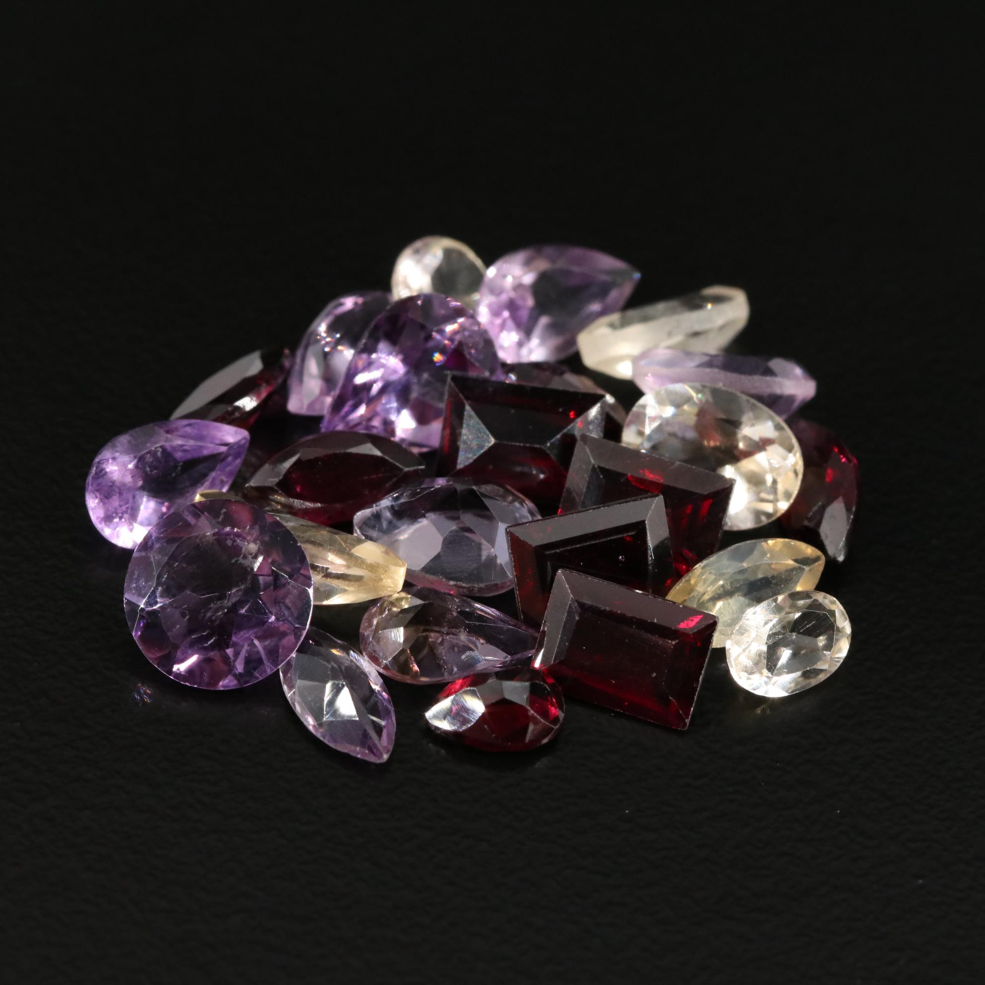 Loose 21.00 CTW Amethyst, Garnet, and Citrine Lot