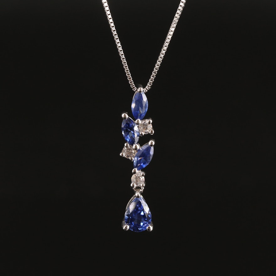 Sterling Sapphire and White Sapphire Necklace