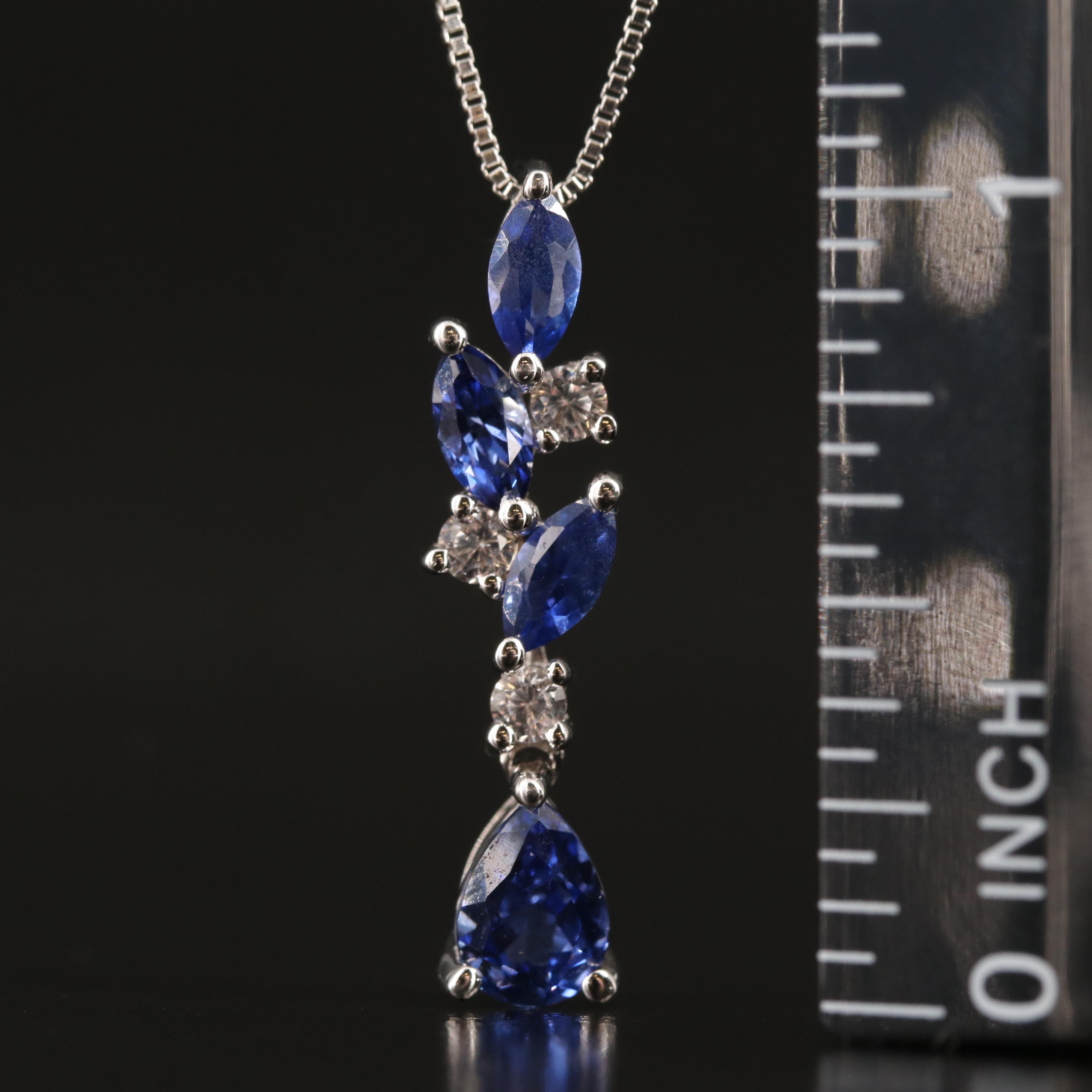 Sterling Sapphire and White Sapphire Necklace