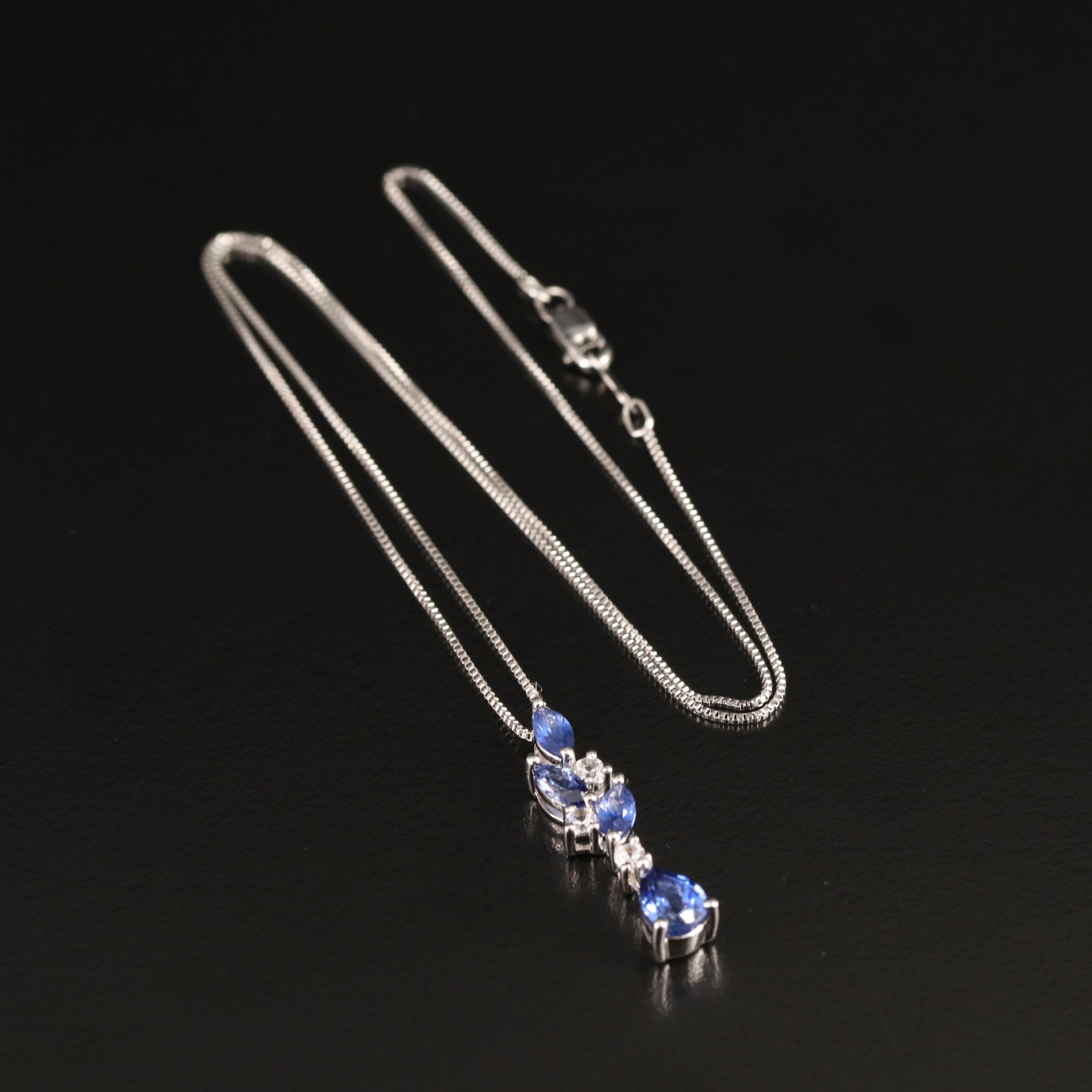 Sterling Sapphire and White Sapphire Necklace