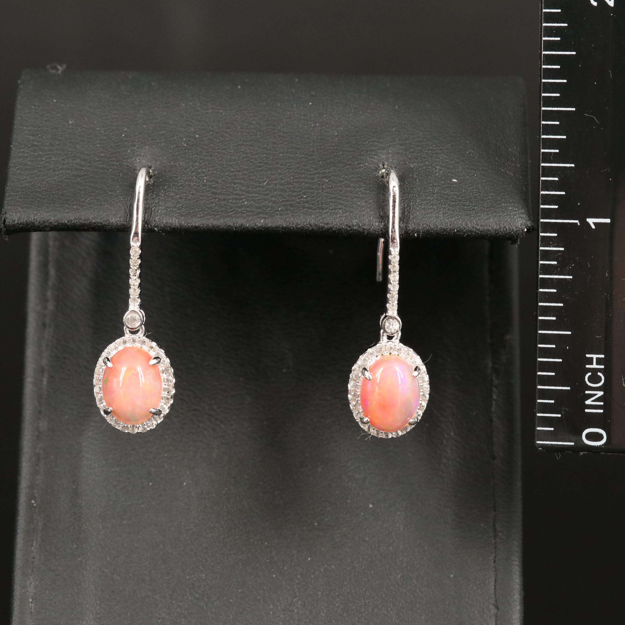 Sterling Opal and Zircon Earrings