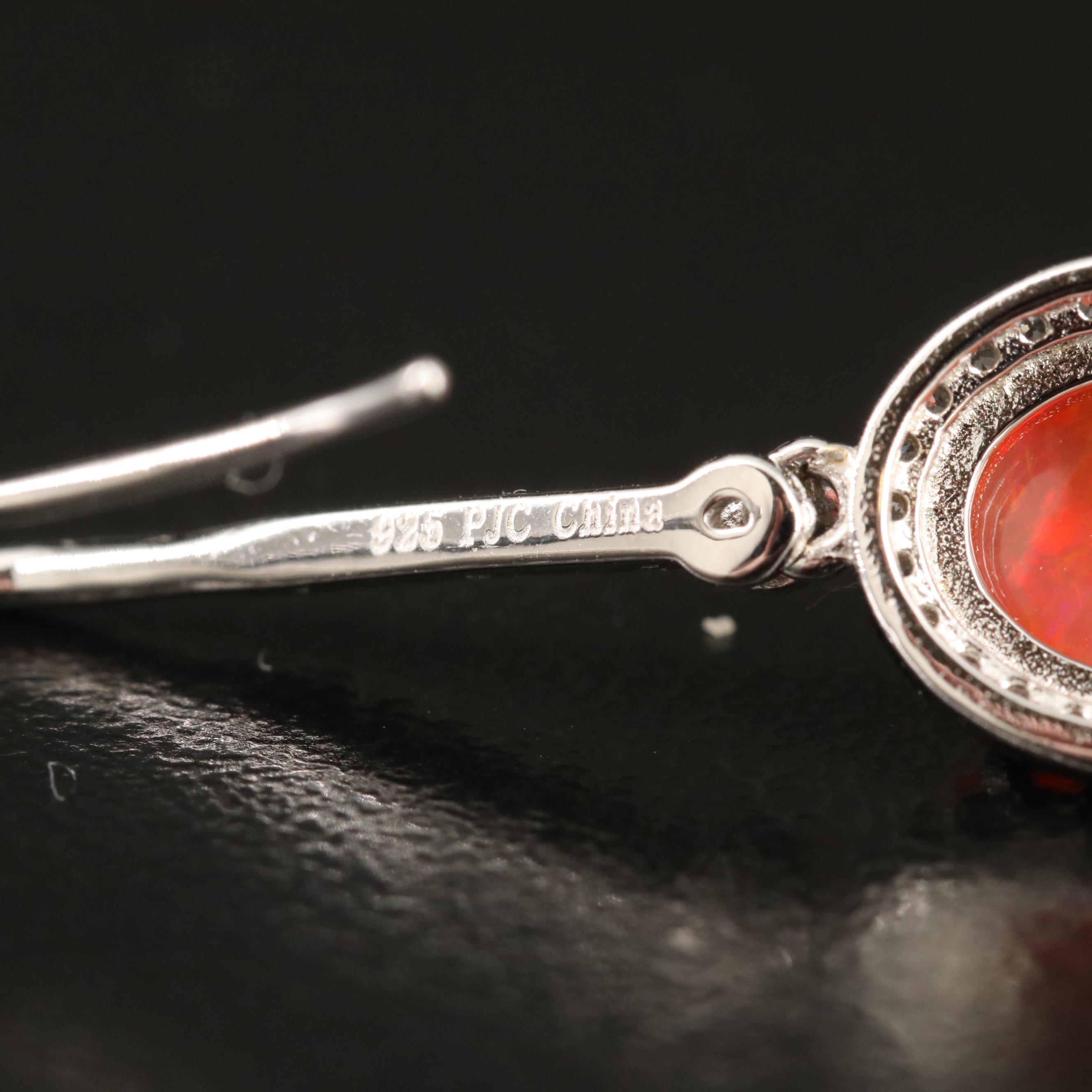 Sterling Opal and Zircon Earrings