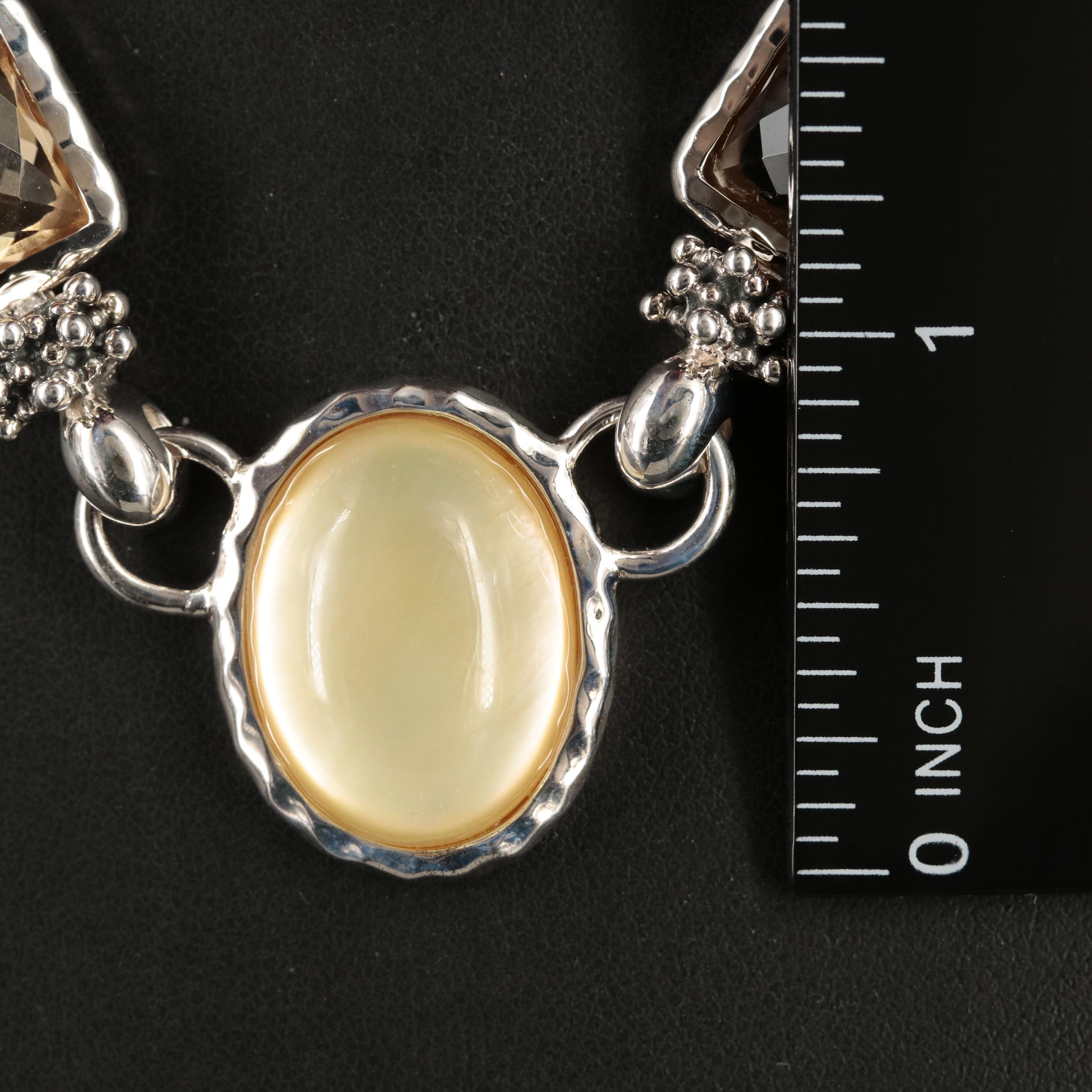 Michael Dawkins Sterling Quartz, Citrine and Mother-of-Pearl Necklace