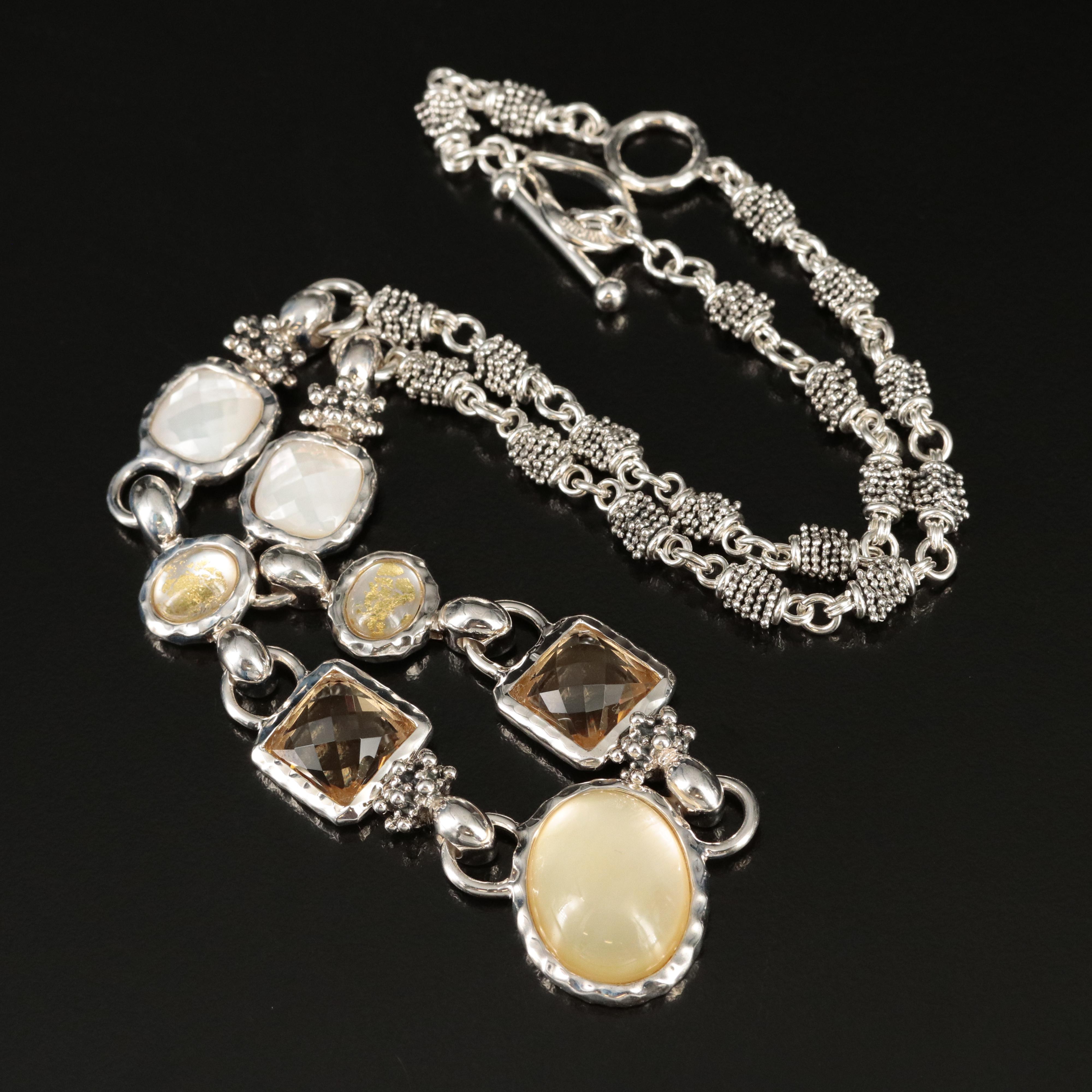Michael Dawkins Sterling Quartz, Citrine and Mother-of-Pearl Necklace