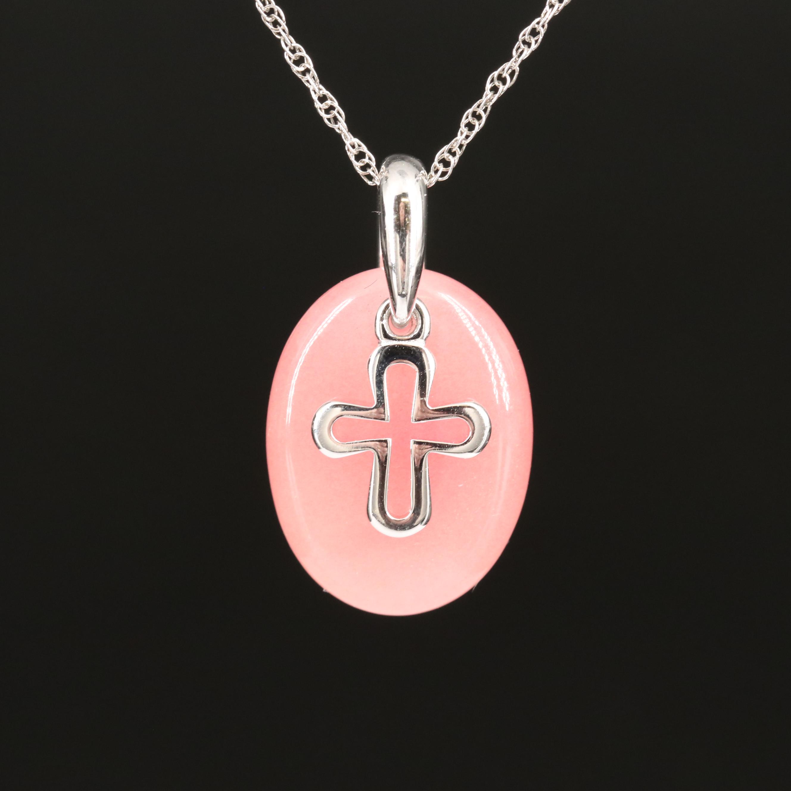 Sterling Quartzite Cross Pendant Necklace