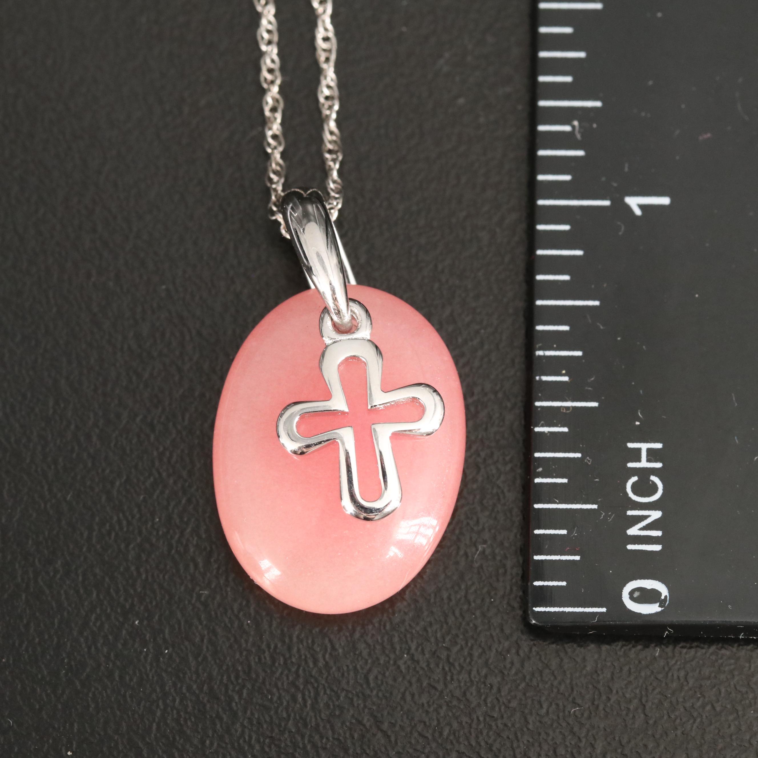 Sterling Quartzite Cross Pendant Necklace