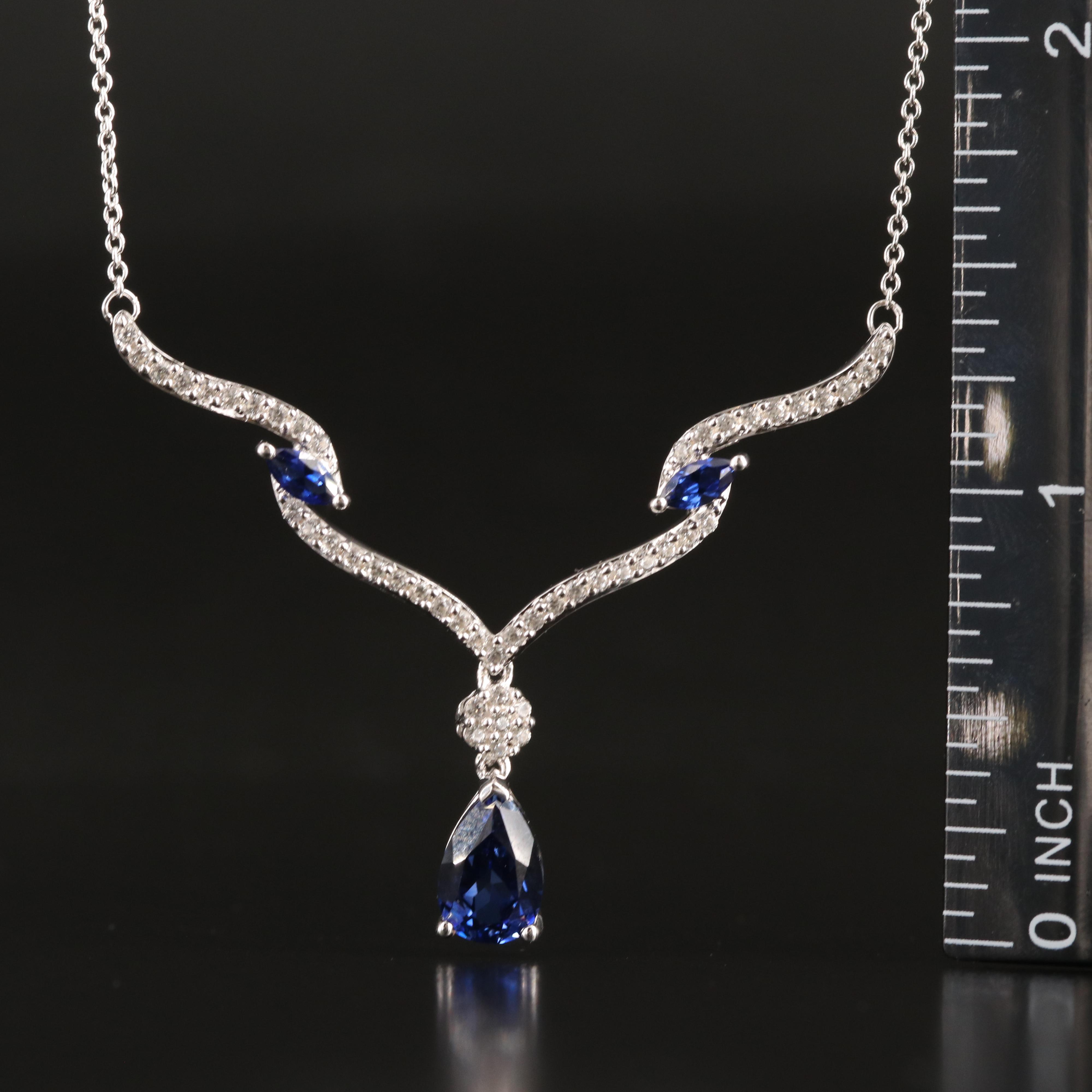 Sterling Sapphire and White Sapphire Necklace