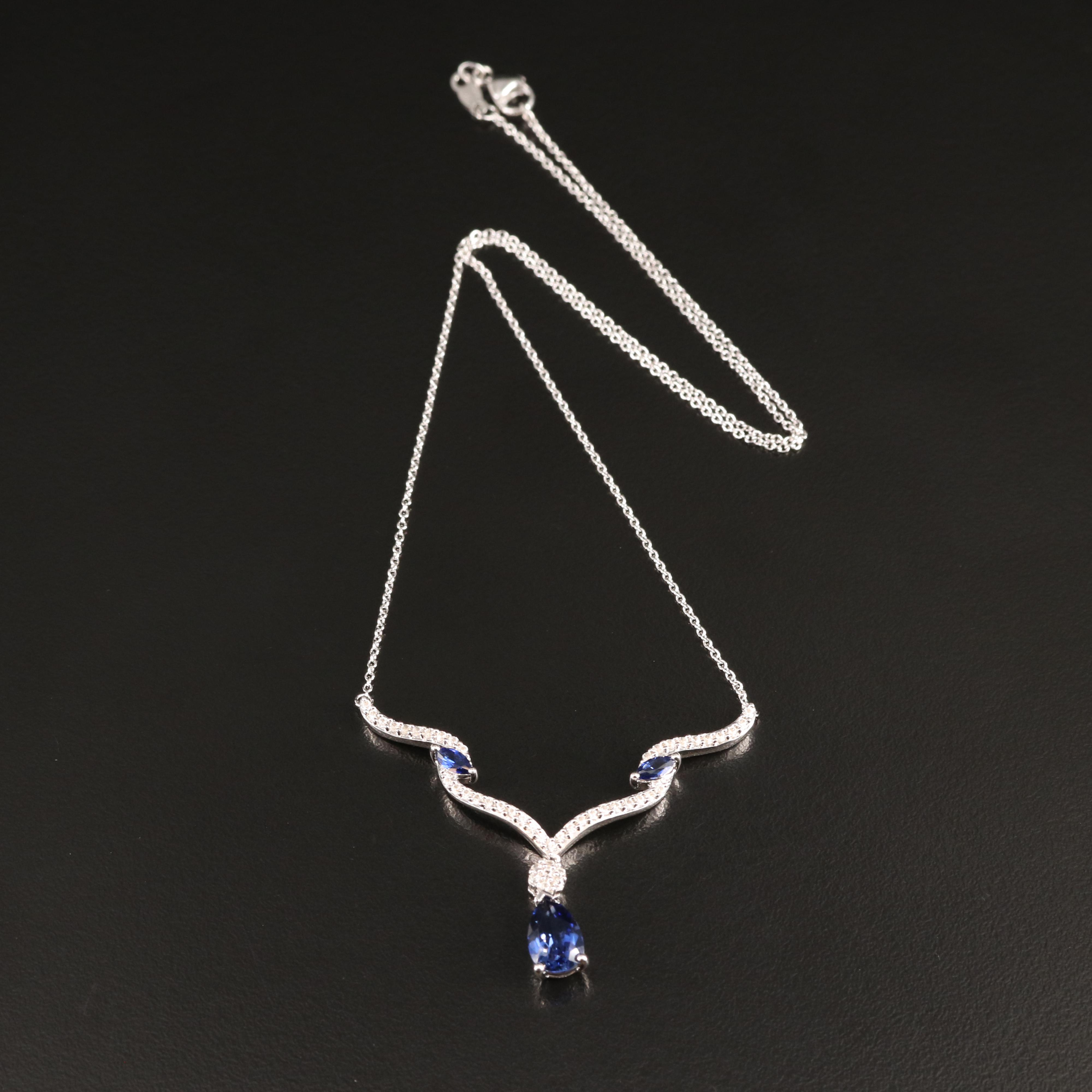 Sterling Sapphire and White Sapphire Necklace