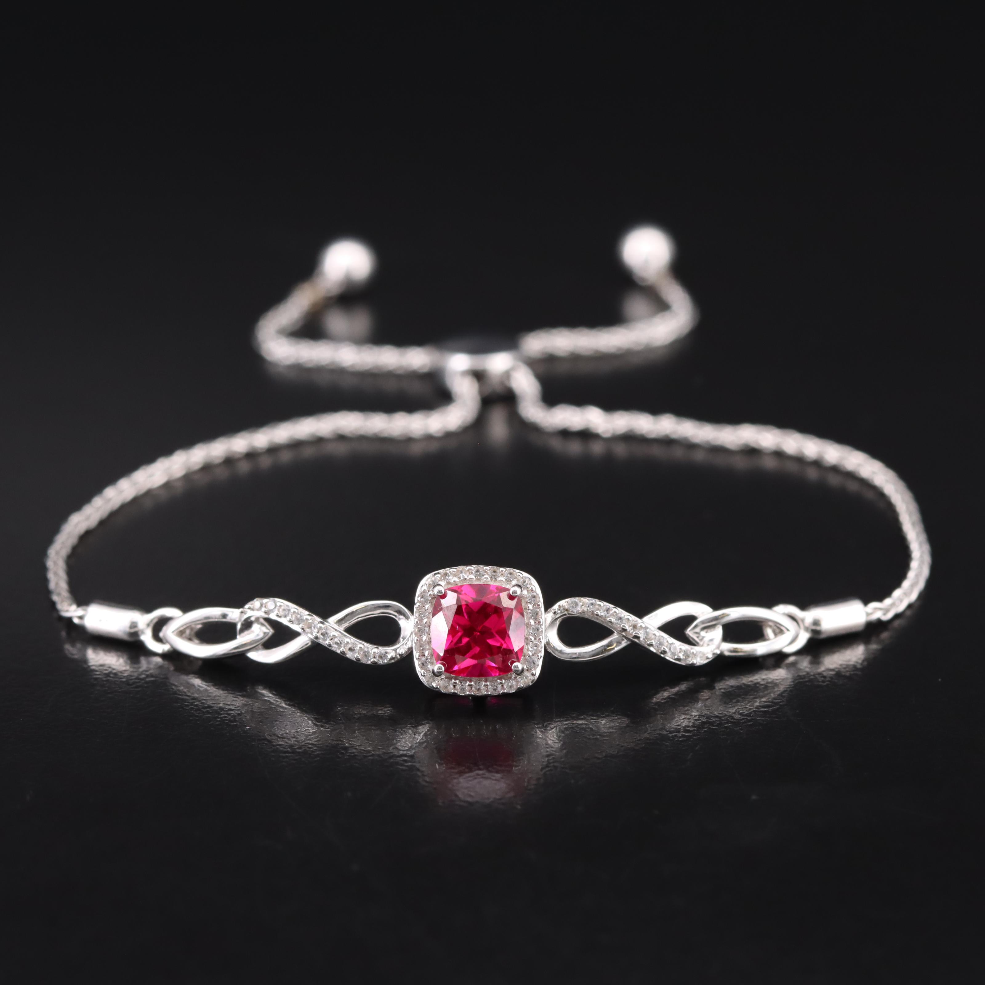 Sterling Ruby and Sapphire Bolo Bracelet