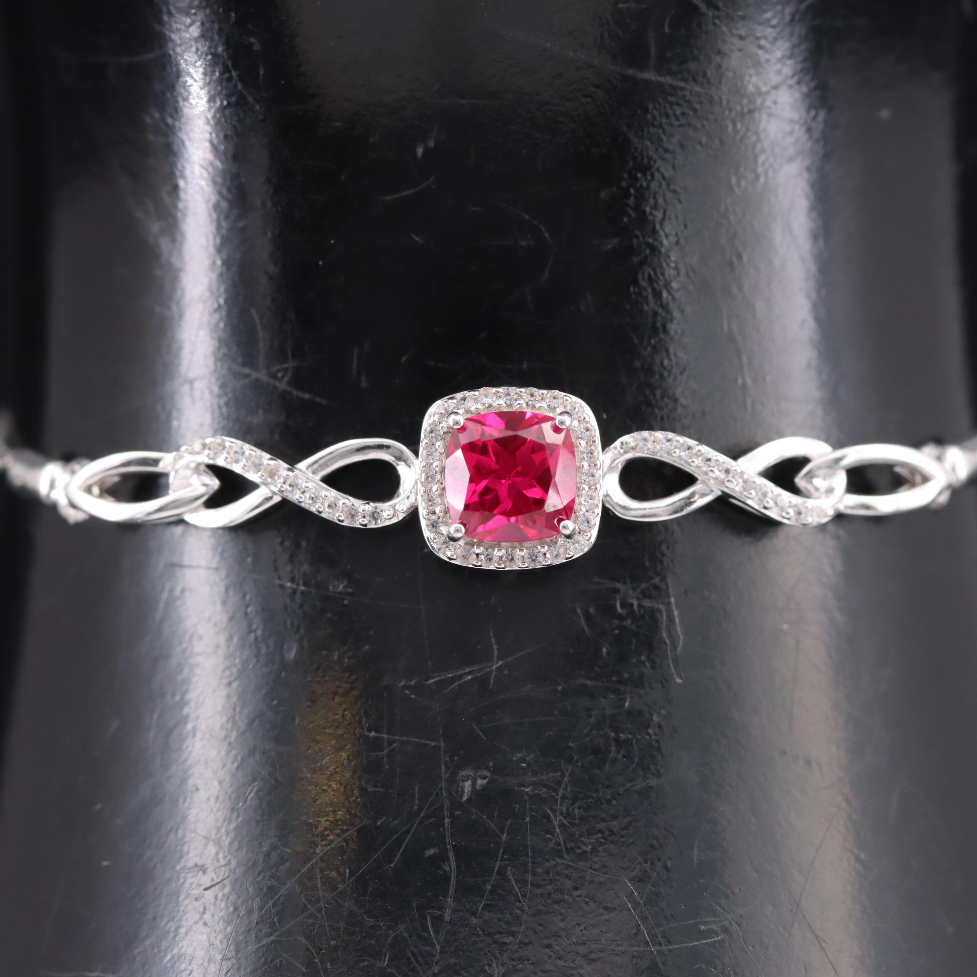 Sterling Ruby and Sapphire Bolo Bracelet