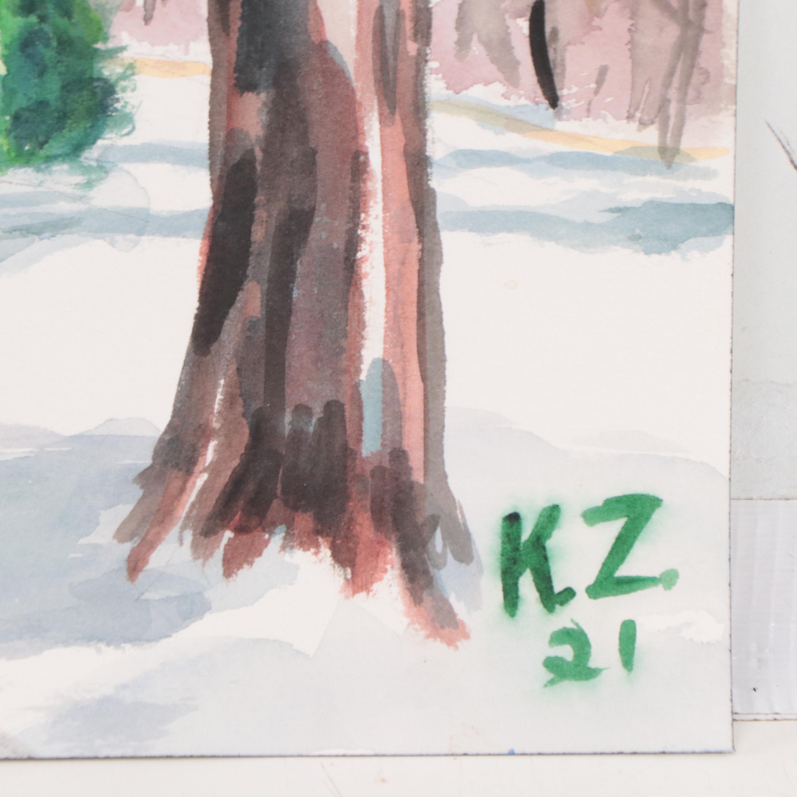 Kathleen Zimbicki Street View Watercolor Painting, 2021