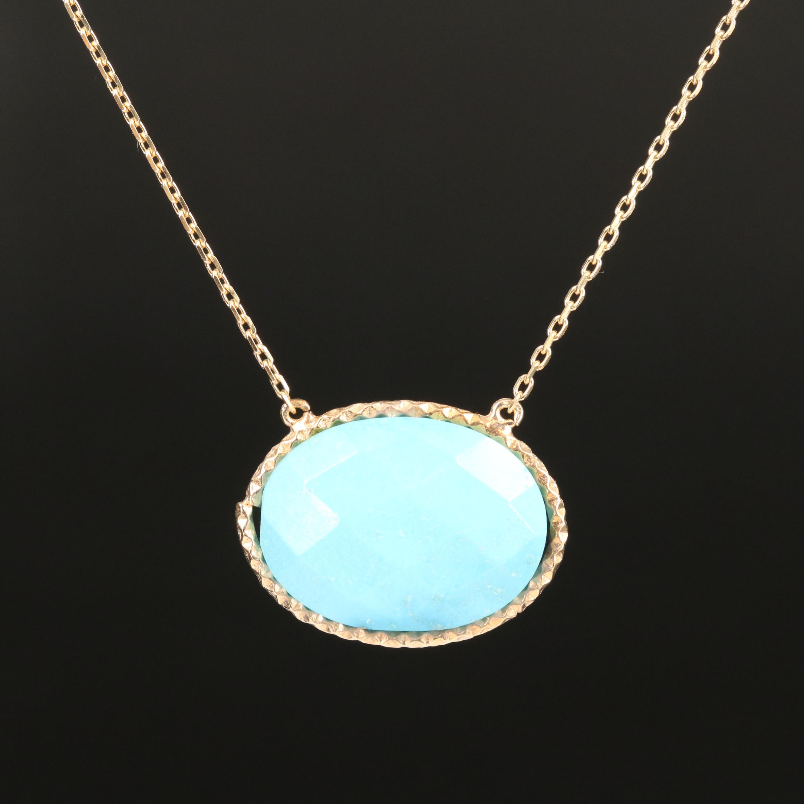 Sterling Turquoise Stationary Necklace