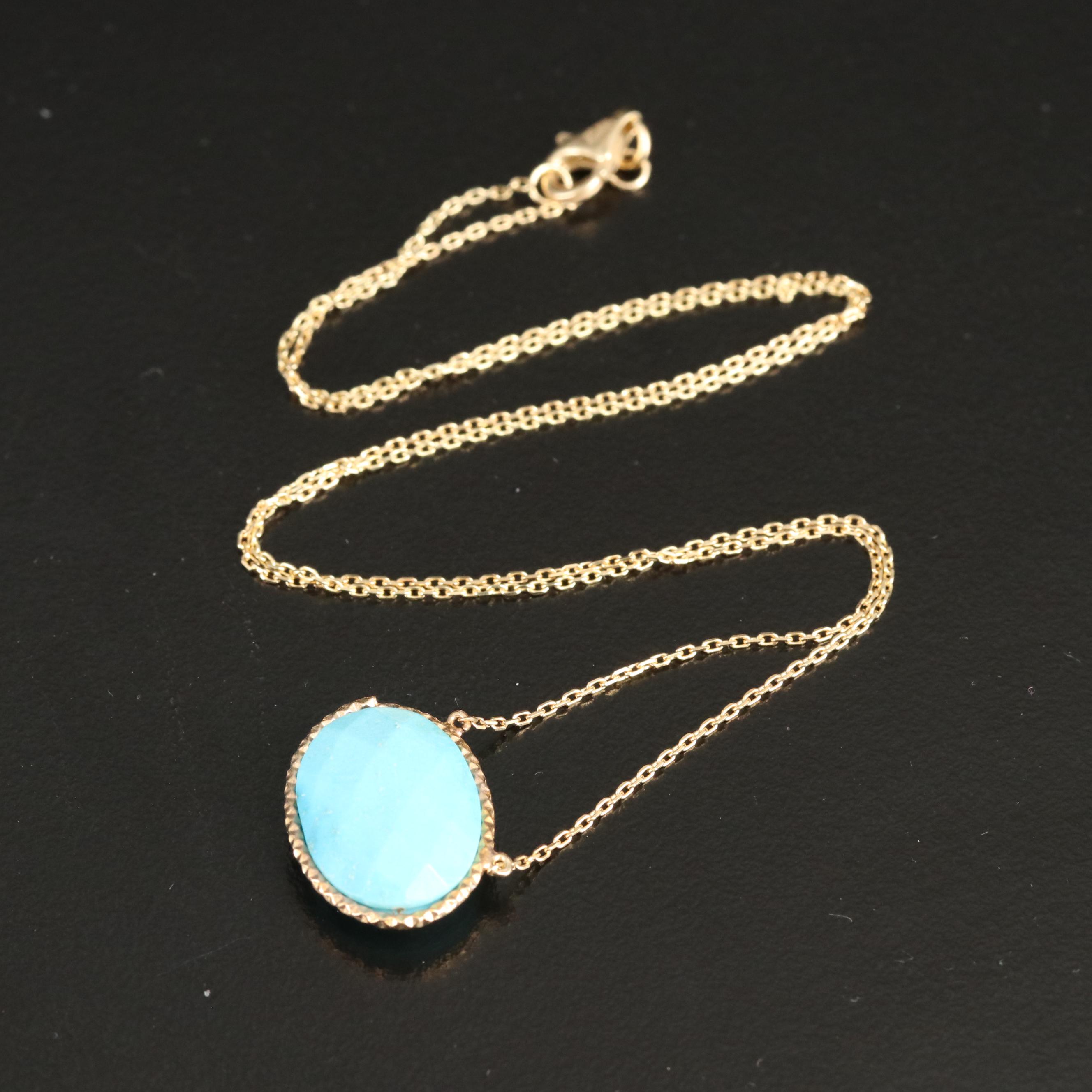 Sterling Turquoise Stationary Necklace