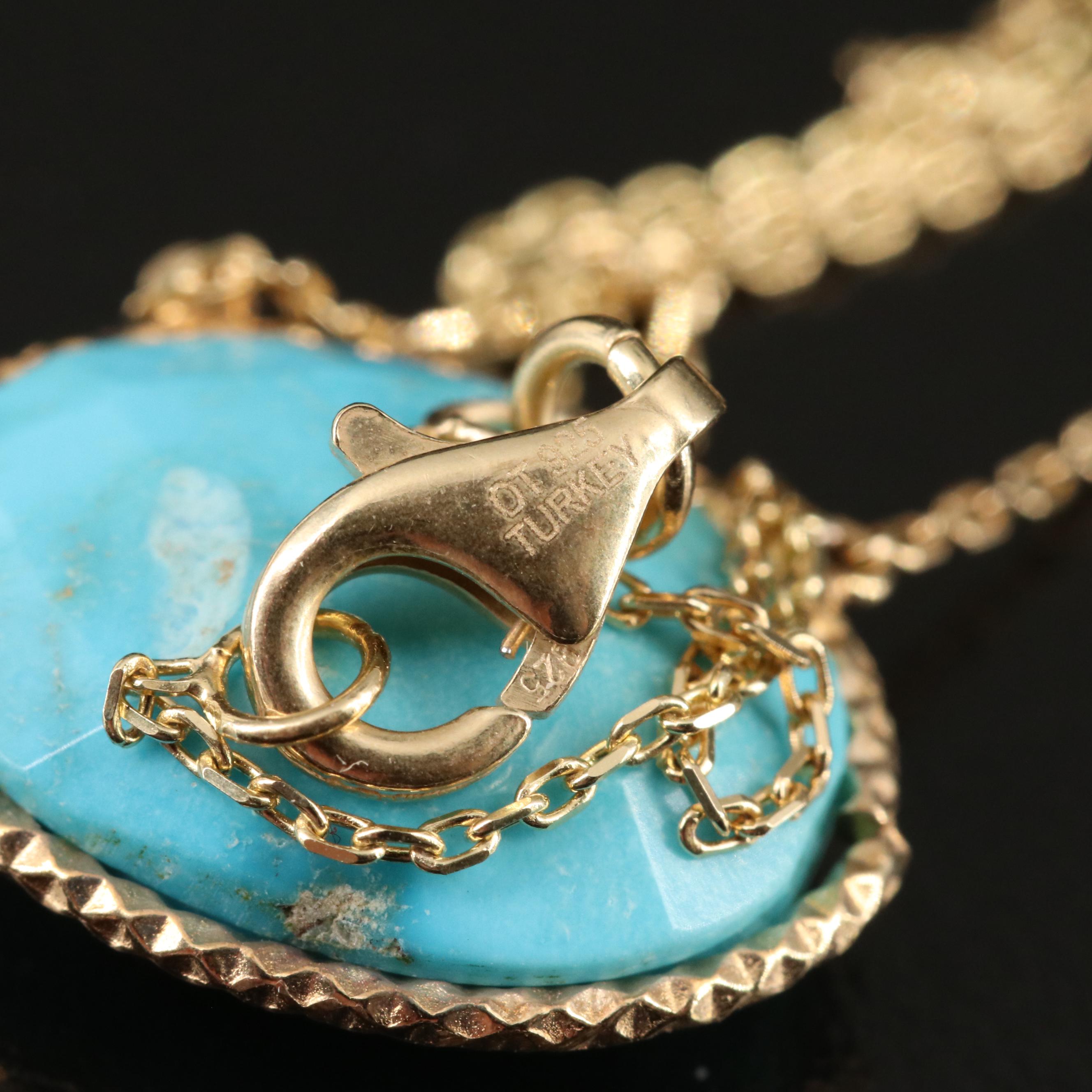 Sterling Turquoise Stationary Necklace