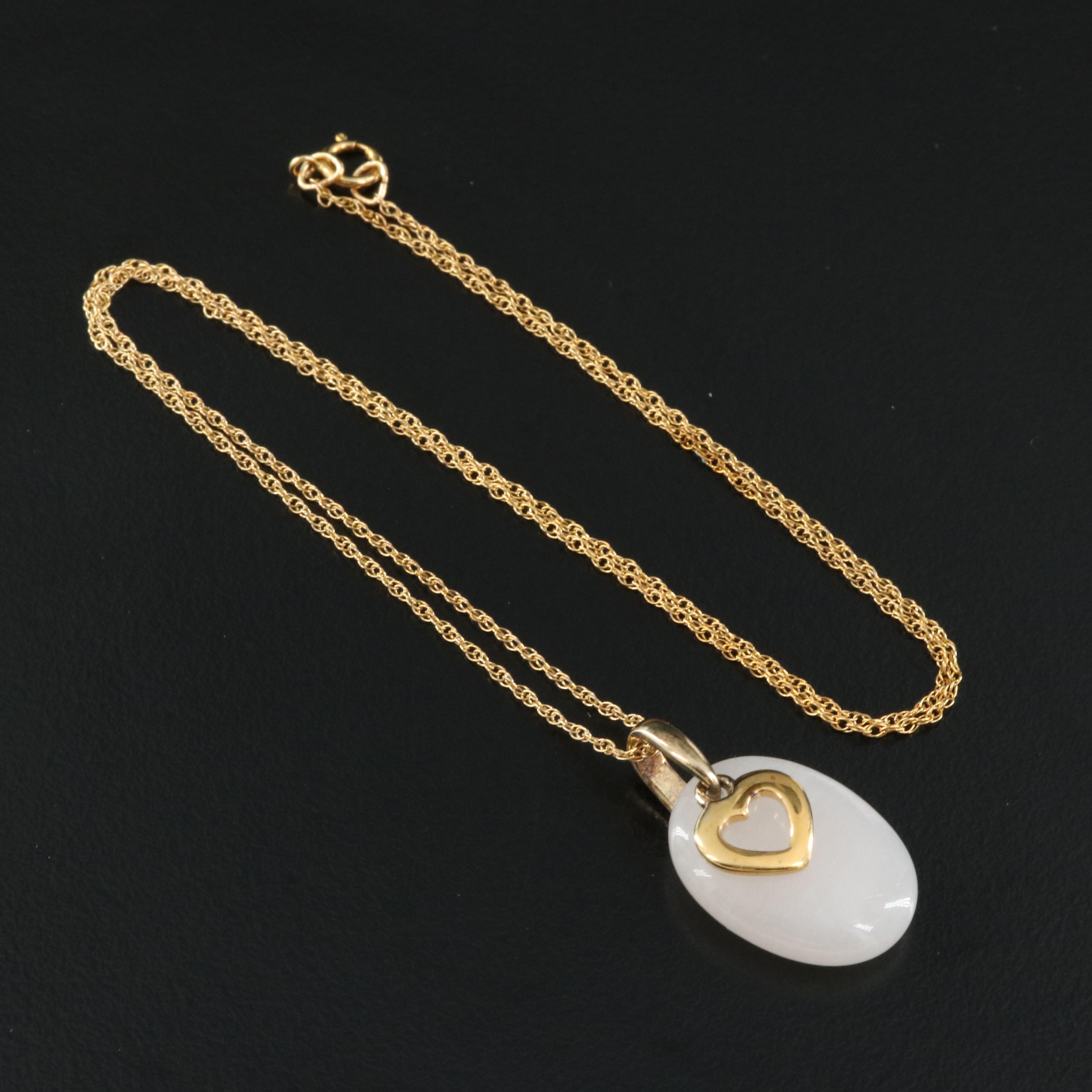 Sterling Quartzite Heart Pendant Necklace