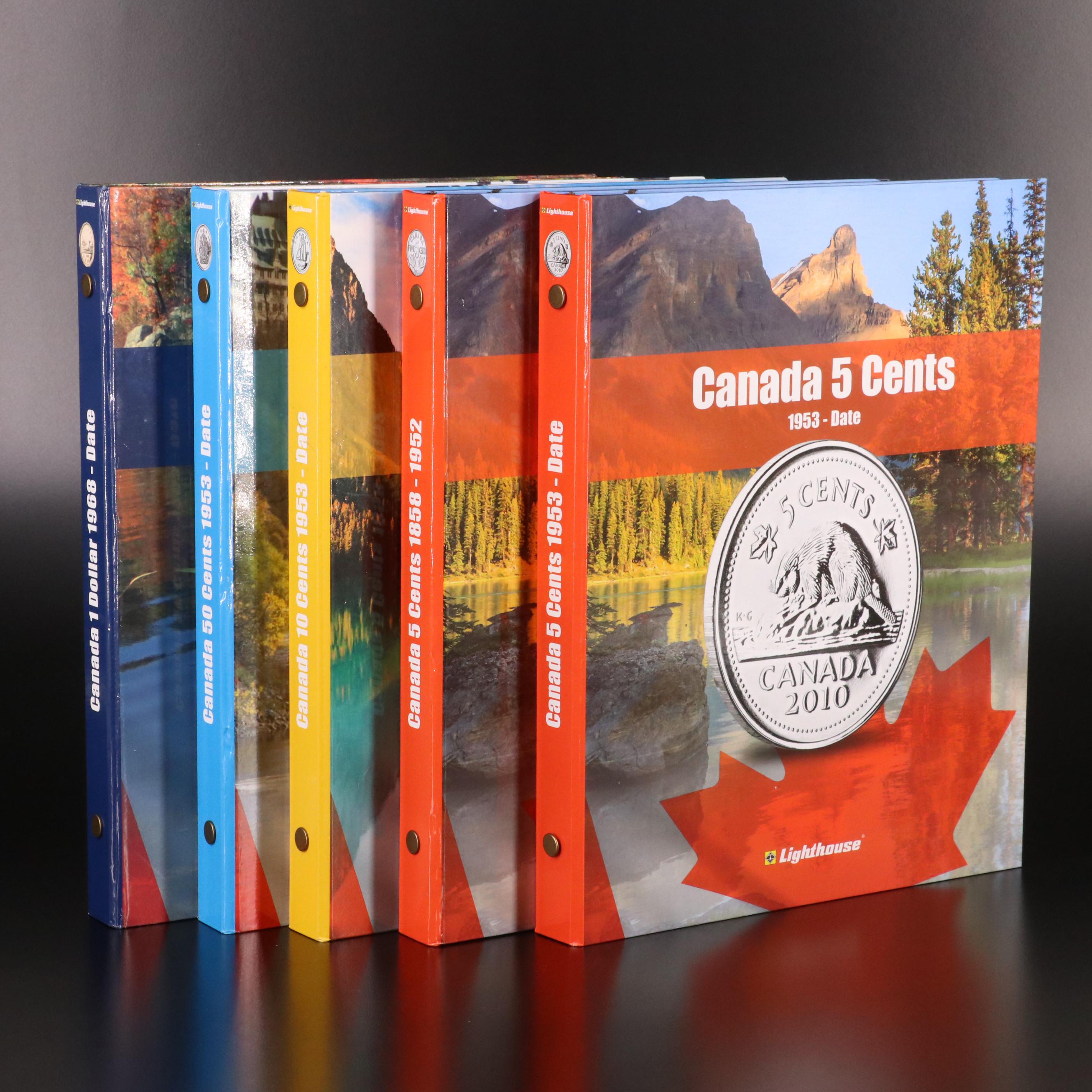 Canadian Coin Collection in Five Different Lighthouse Albums
