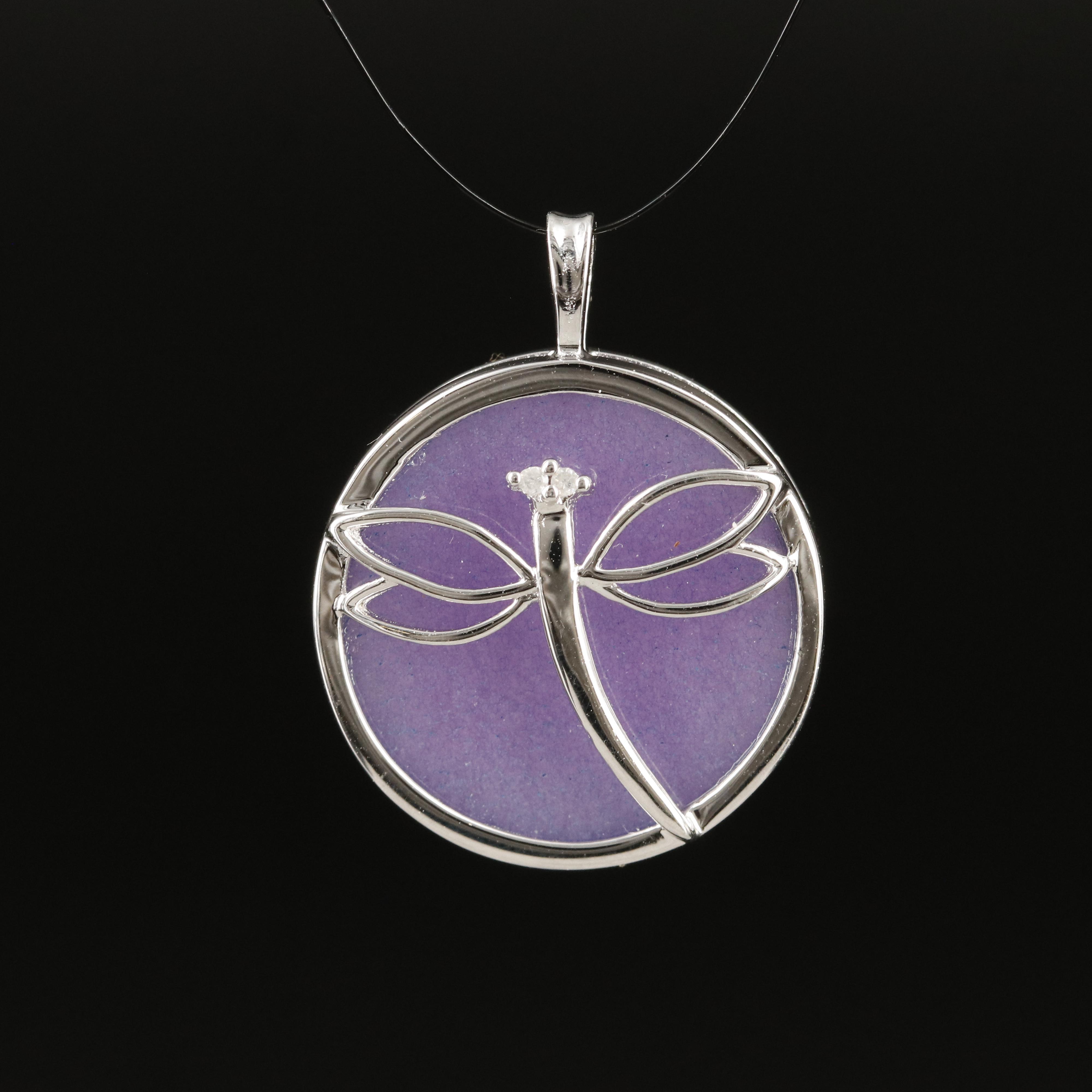 Sterling Quartz and Diamond Dragonfly Pendant